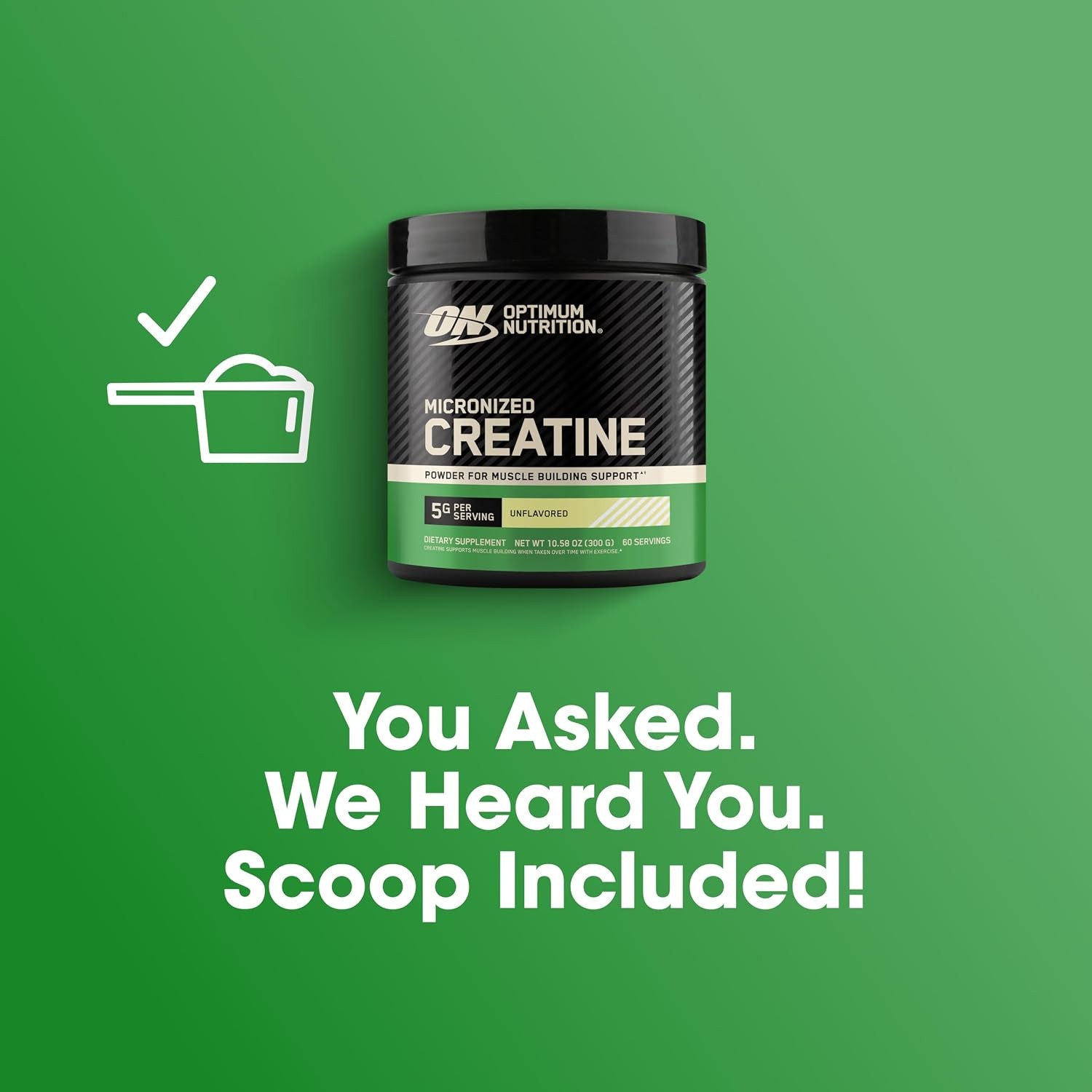 Optimum Nutrition Creatine, Micronized Creatine Monohydrate Powder, Supports Str