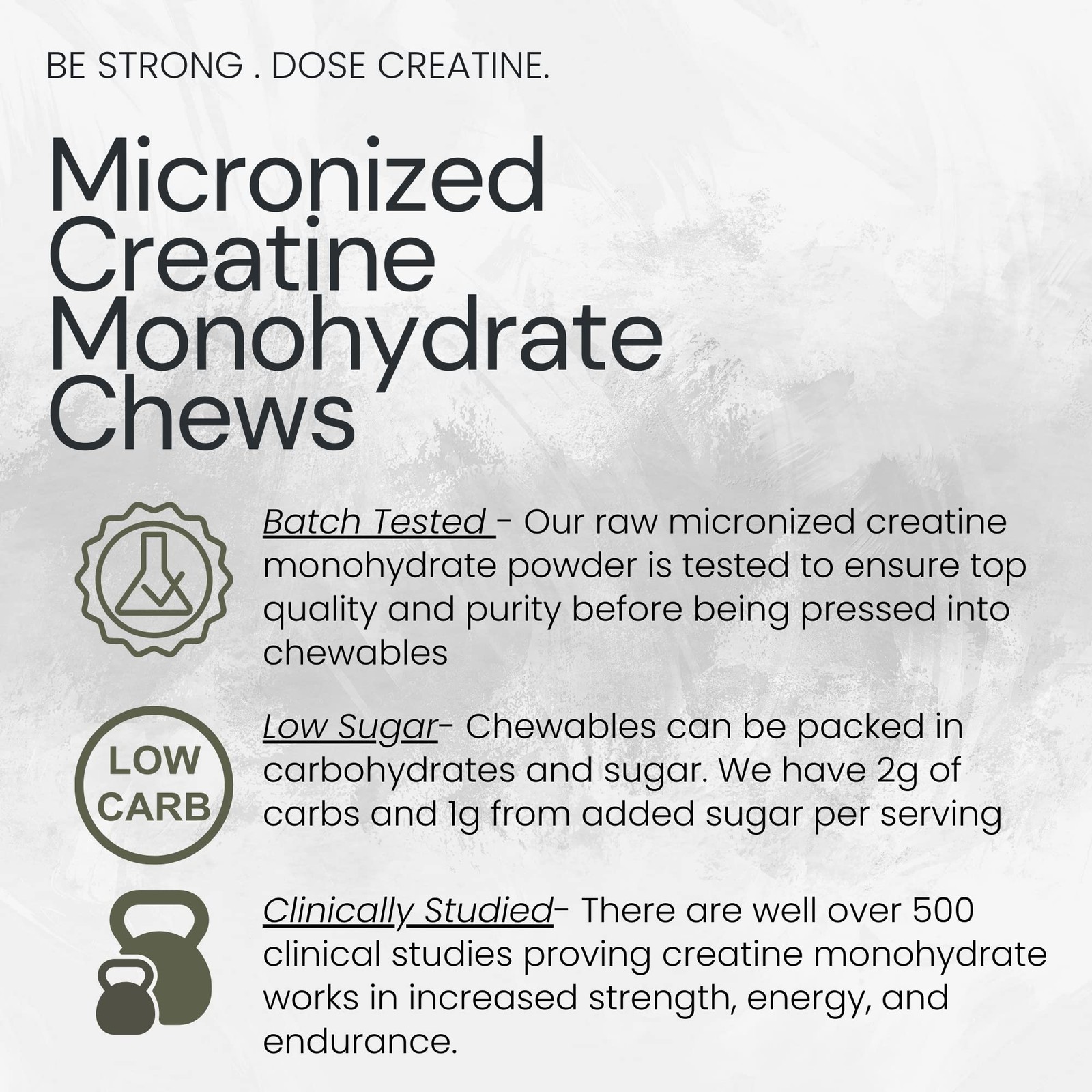 Creatine Chews 5G Chewables 30 Day Supply, Micronized Creatine Monohydrate Ta…