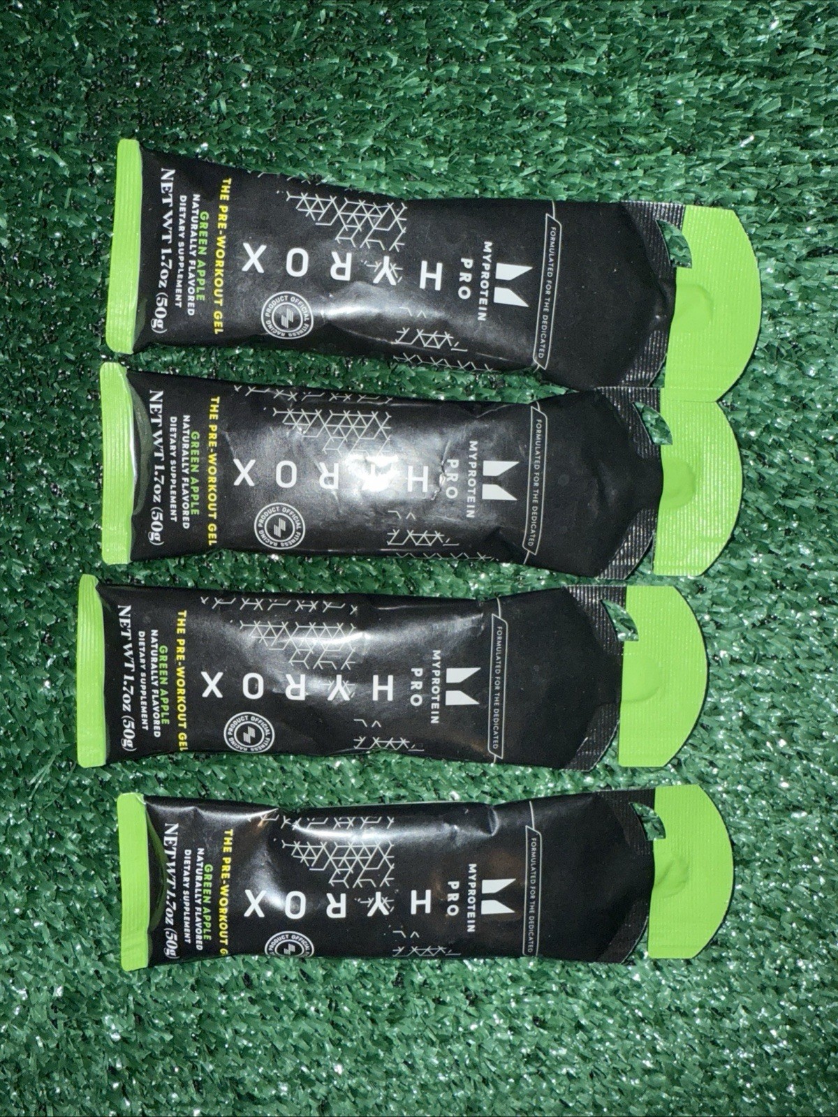 Myprotein HYROX 50g Pre Workout Gel Green Apple Lot of 4 Brand New Sealed 2027 B