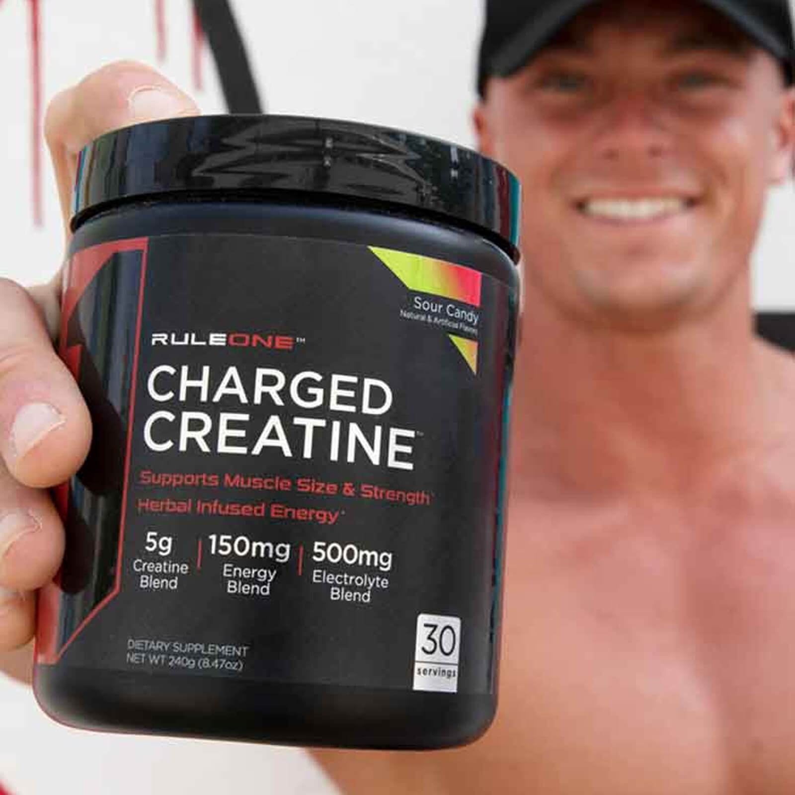 RULE 1 Charged Creatine 30 serv Sour Candy Energized Creatine 240g