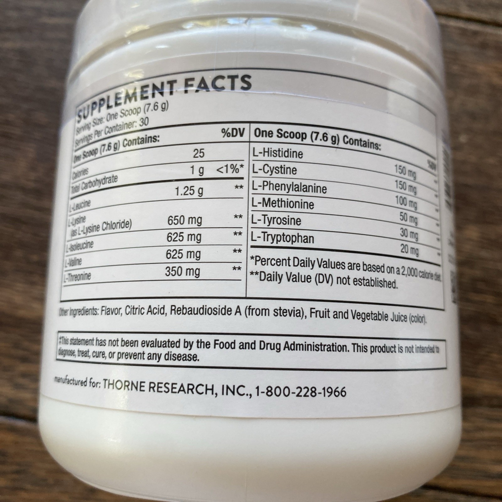 Thorne Amino Complex Clinically Validated EAA BCAA 8oz Powder Pre Post Workout