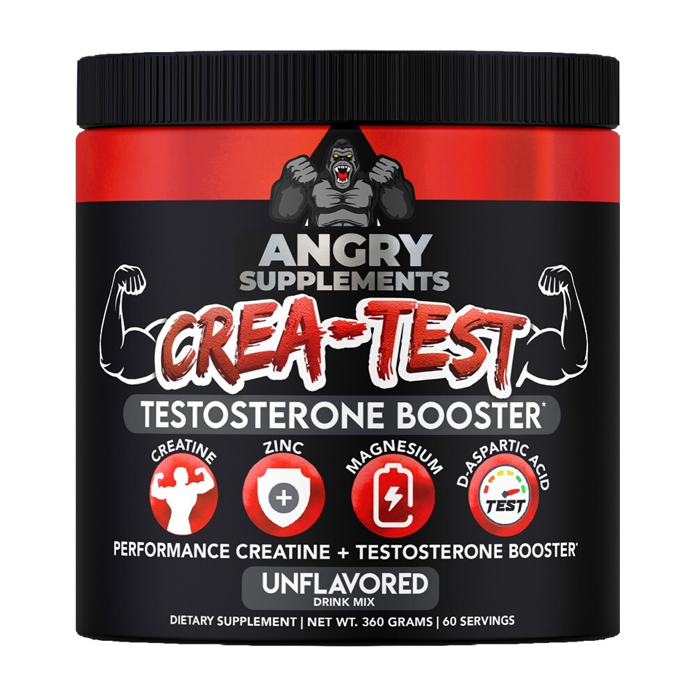 Angry Supplements Crea-Test Creatine + Test Booster Powder for Monster Men 360G