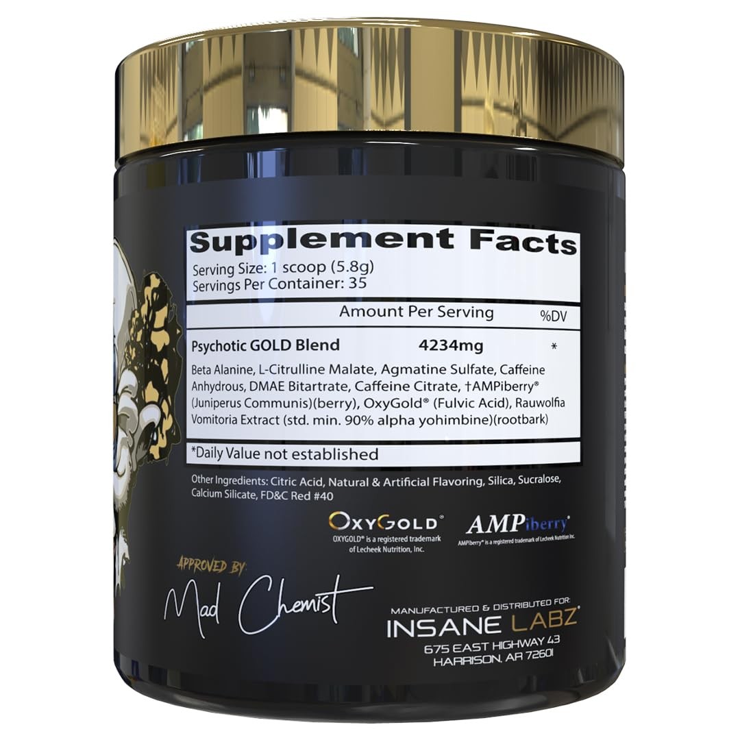 Insane Labz Gold Pre Workout Supplement 35 Servings Energy Focus Pumps