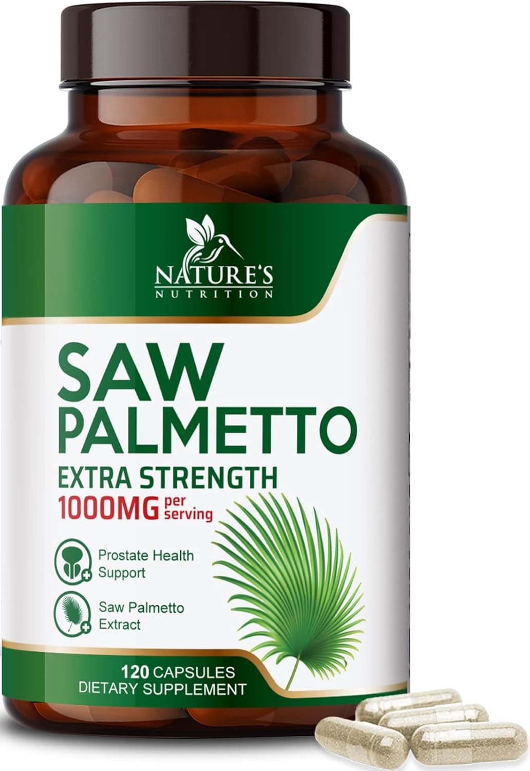 Saw Palmetto for Men 1000MG Prostate Health Supplement 120 Count (Pack of 1)