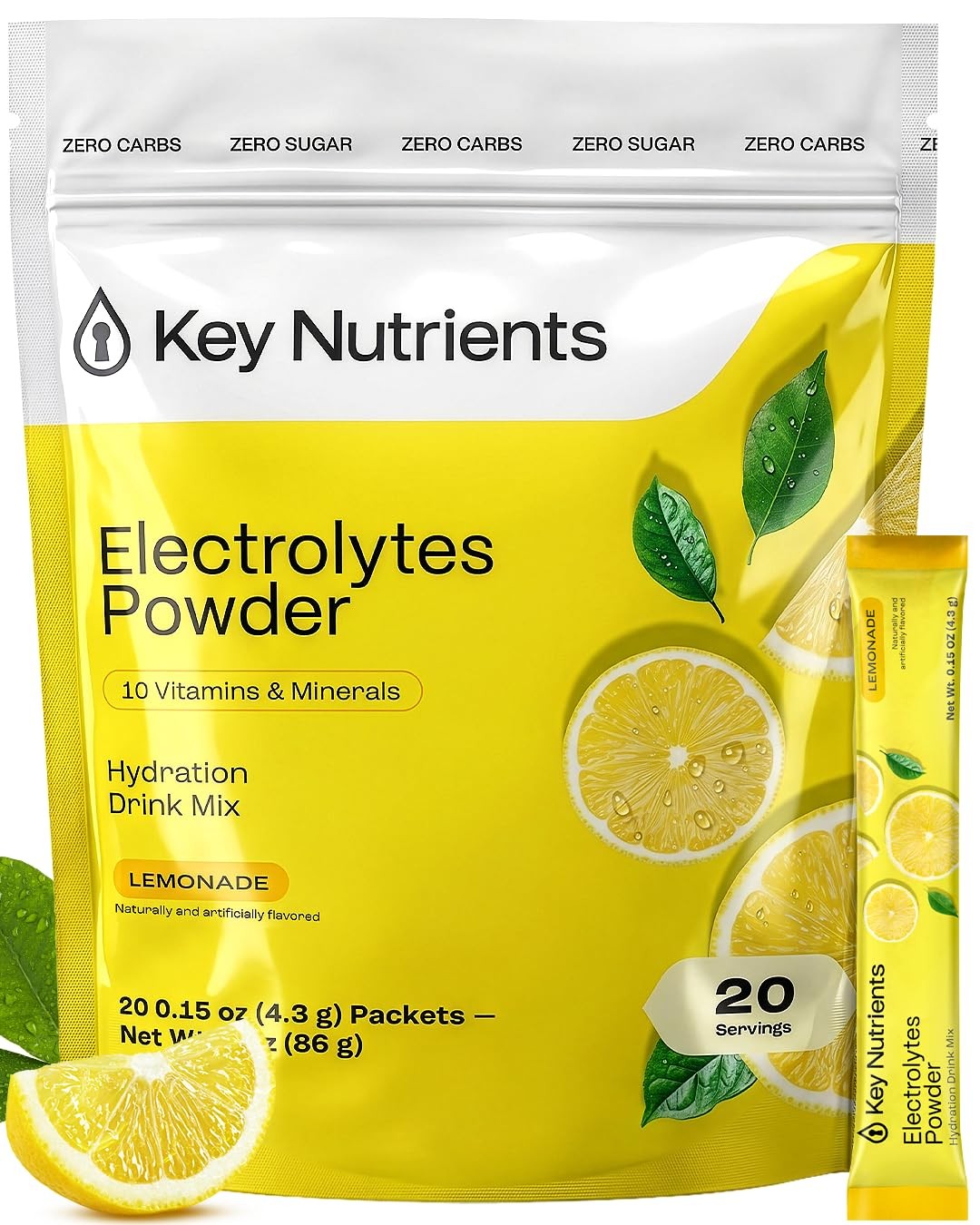 KEY NUTRIENTS Selenium Electrolytes Powder Packets – Multivitamin Lemonade 20…