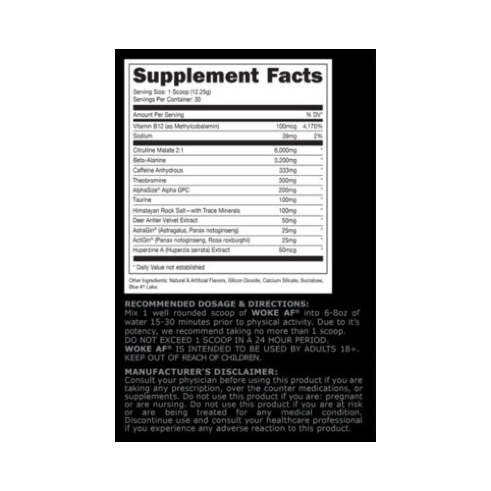 Woke AF High-Stimulant Pre-Workout – Rocket Pop (12.67 oz. / 30 Servings)
