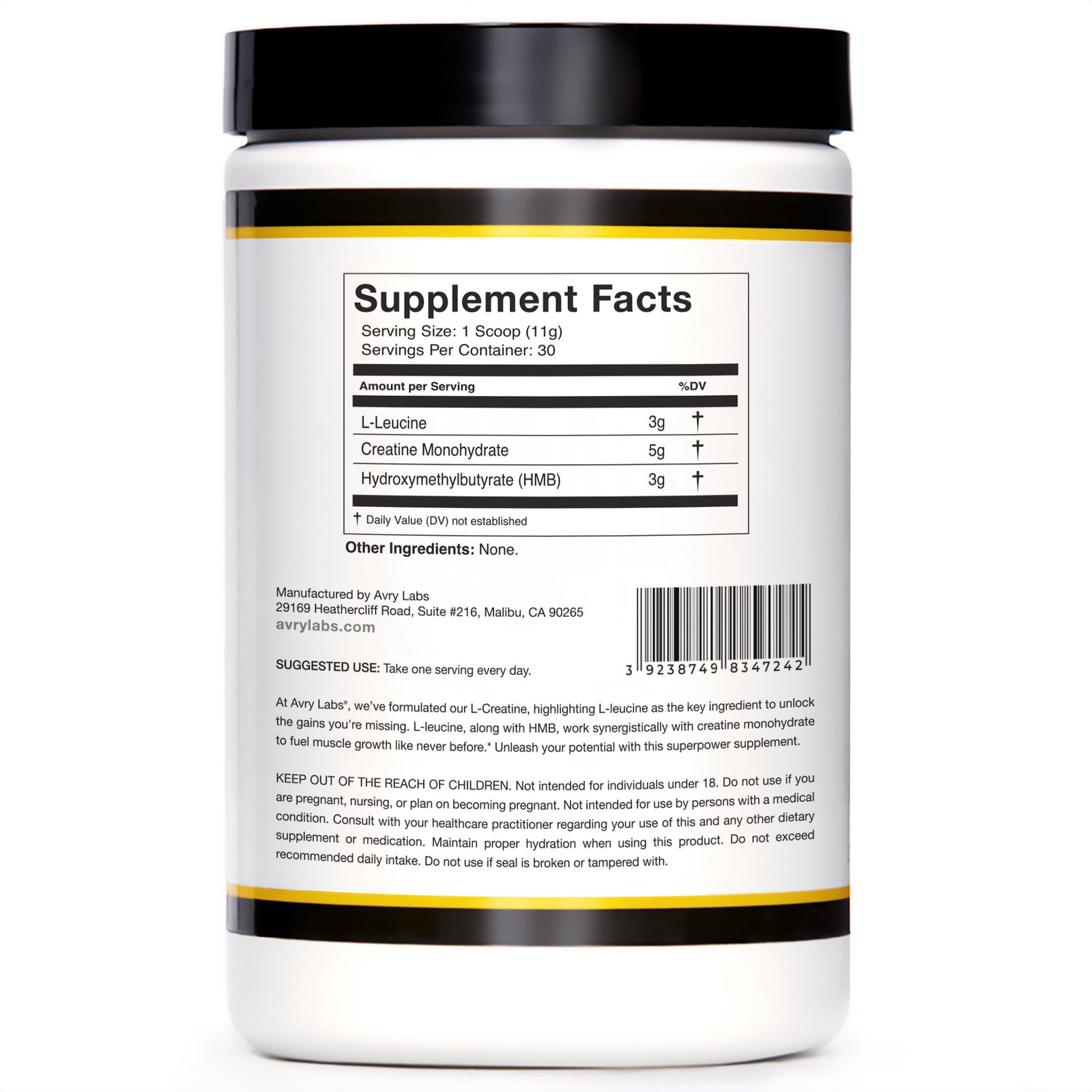 Creatine Monohydrate Powder with HMB and Leucine for Performance