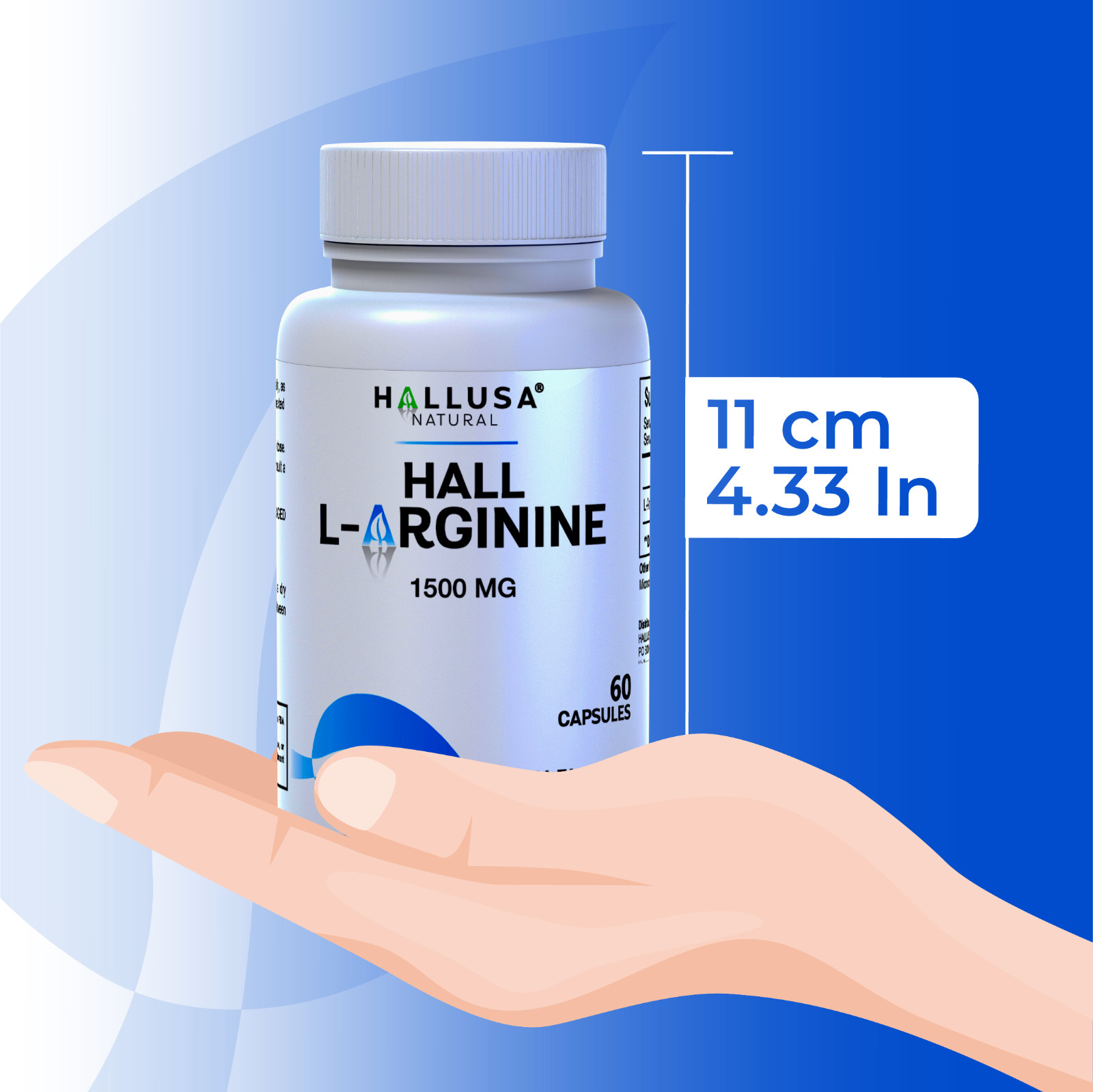 L-Arginine Capsules 1500mg, Nitric Oxide Booster, Blood Flow & Workout, 60 Count