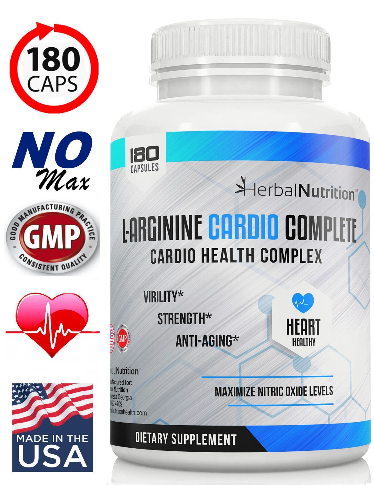 Nitrate Oxide Supplement Nitric Oxide Booster 180 Caps Multi-Ingredient Formula!