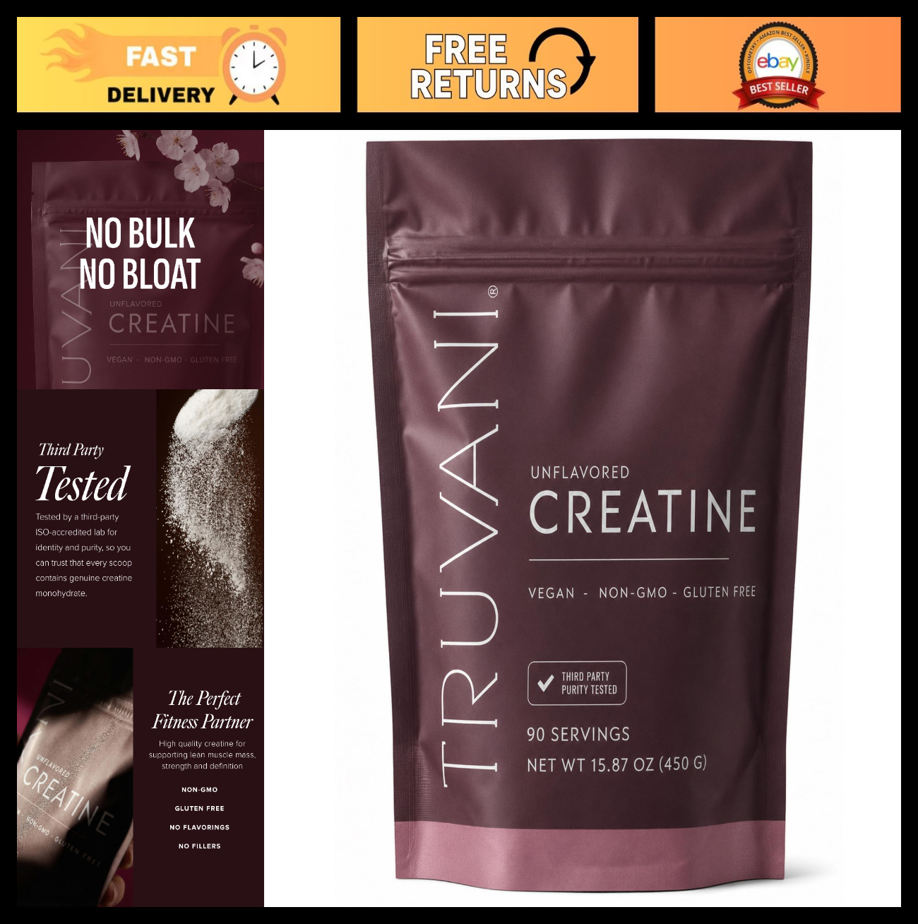 Creatine Monohydrate Powder – 90 Servings, Pure Muscle Support & Energy Boost
