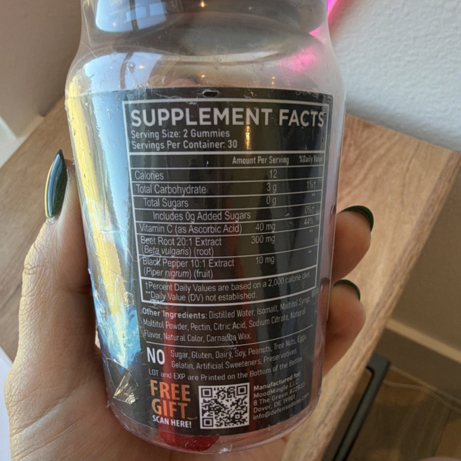 Defense Dose Nitric Oxide Beet Root Gummies 60ct Vegan Heart Health Sugar-Free