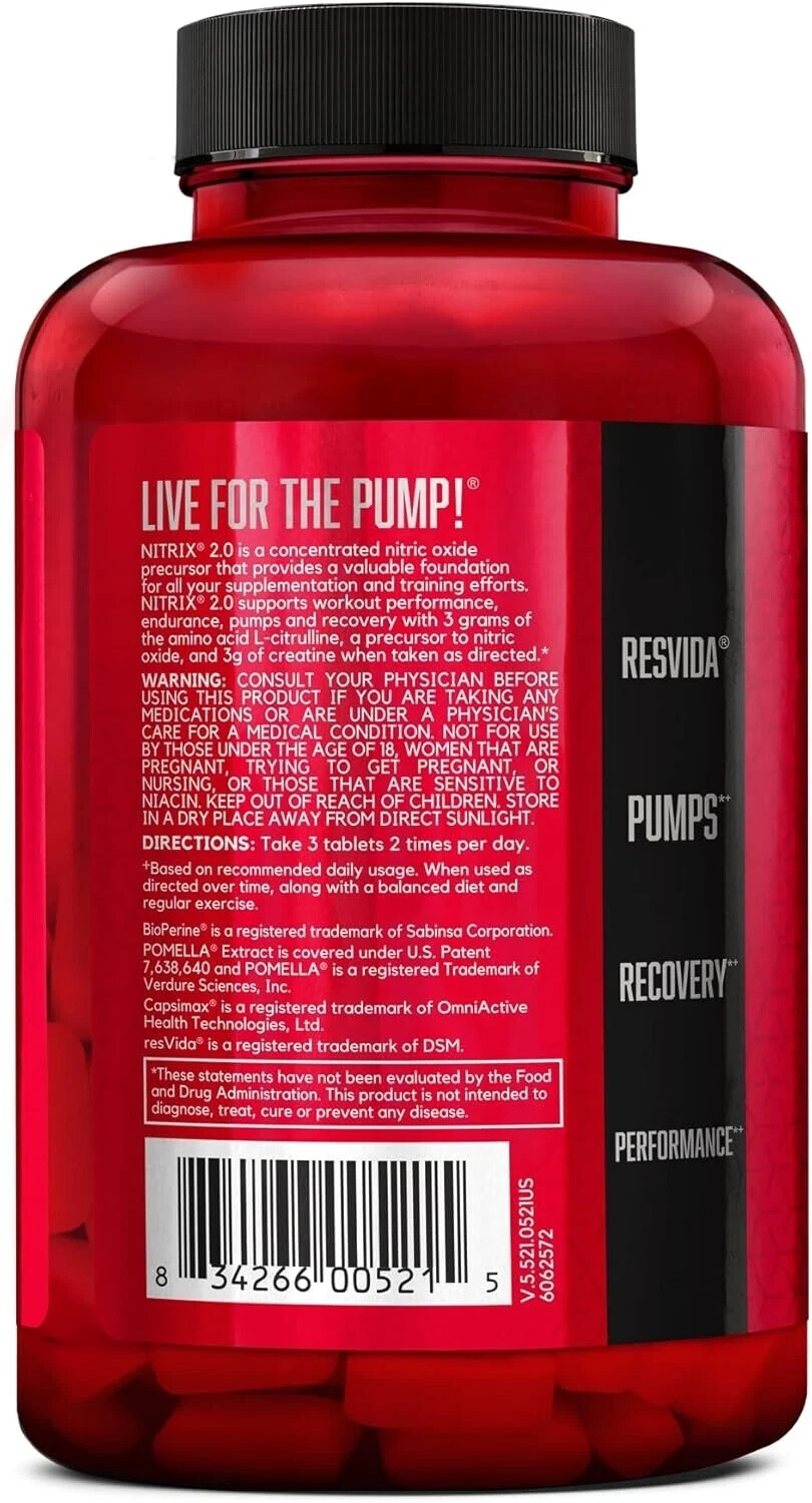 BSN Nitrix Concentrated Nitric Oxide Booster Huge Pumps Vascularity 90 or 180ct