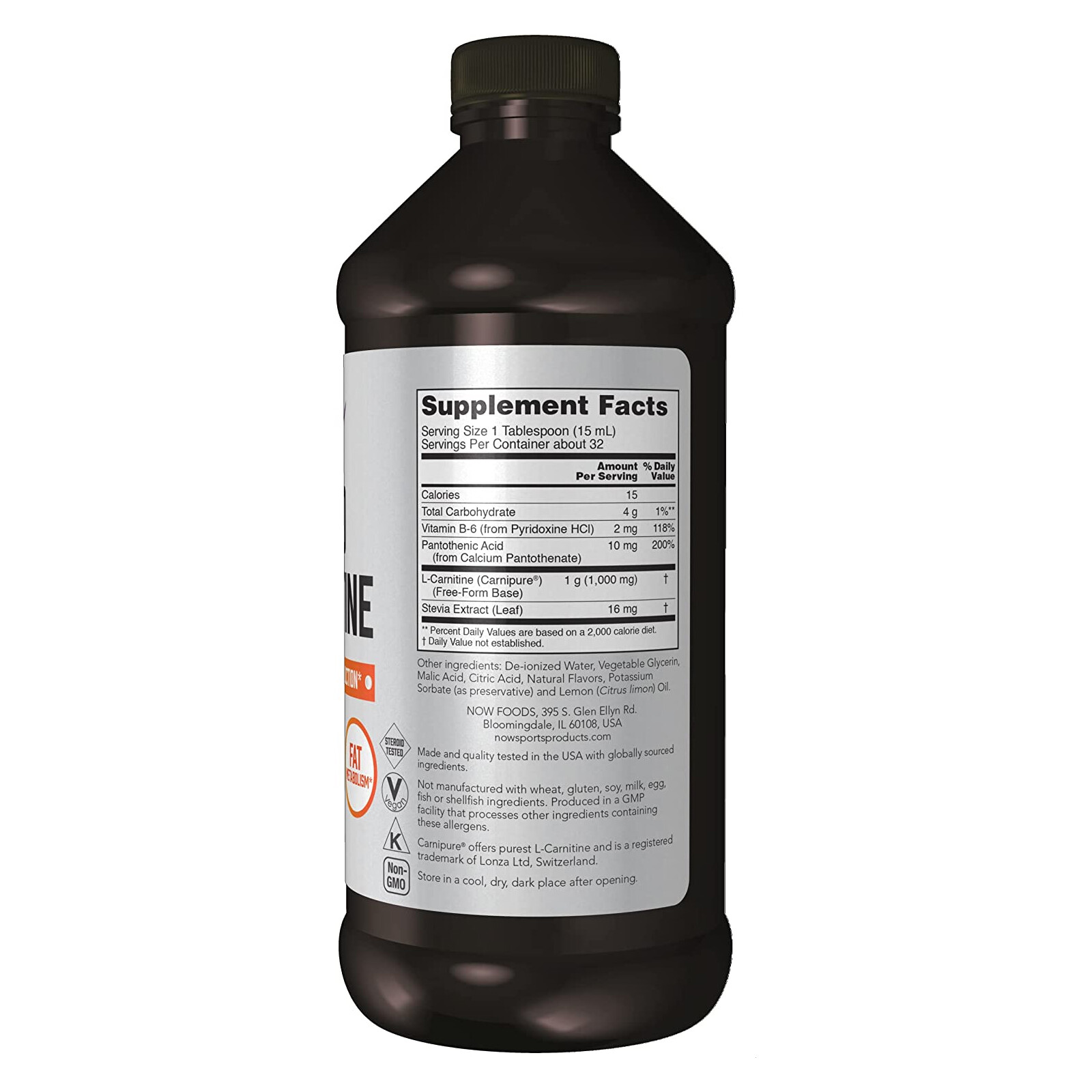 NOW FOODS L-Carnitine Liquid 1000 mg Citrus 16 fl oz