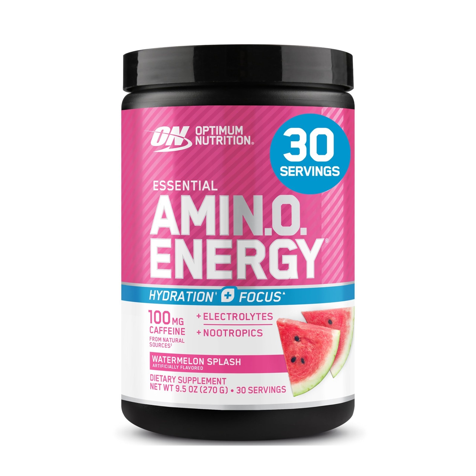 Amino Energy Powder with BCAAs, Electrolytes & Caffeine – Watermelon Flavor, 30