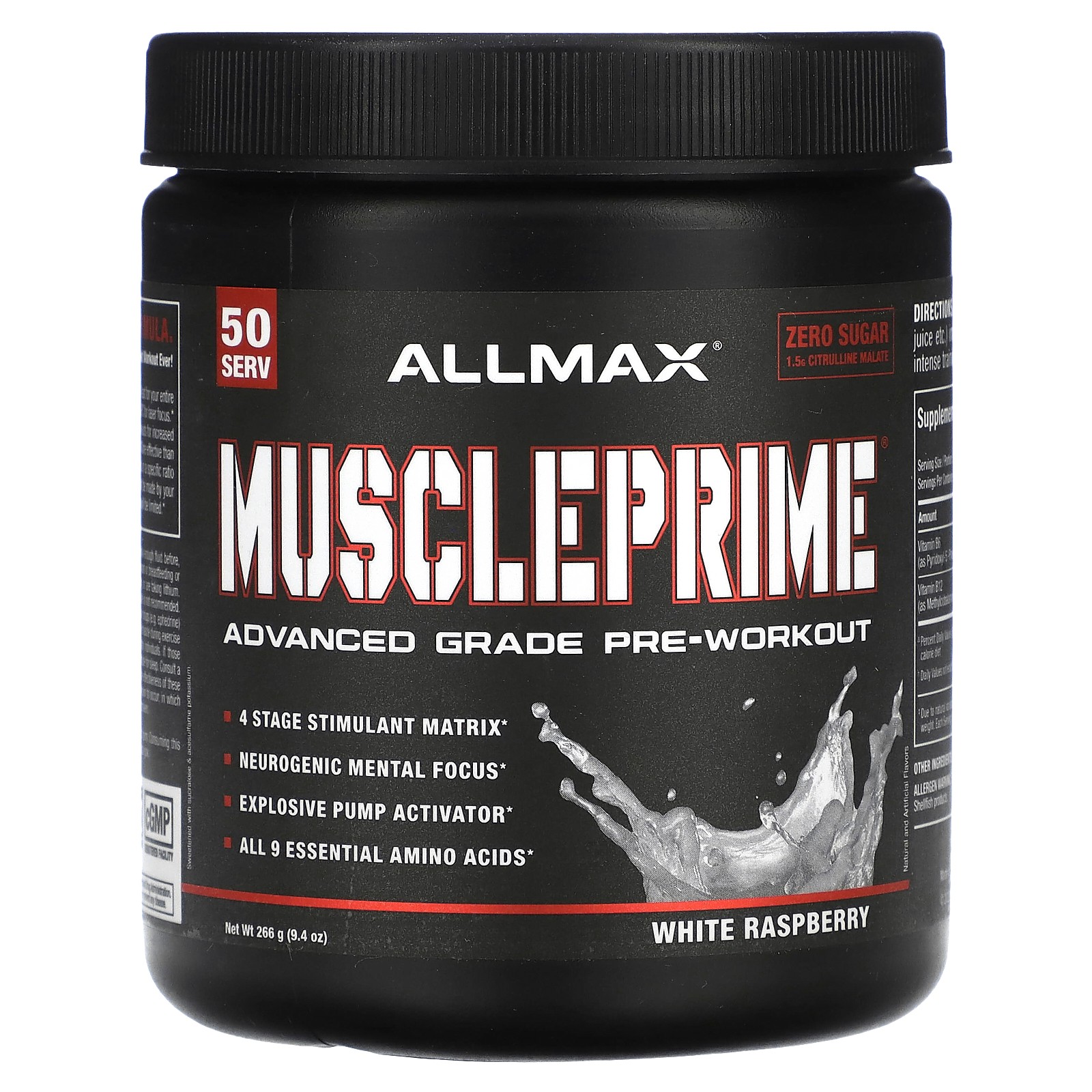 MusclePrime®, Advanced Grade Pre-Workout, White Raspberry, 9.4 oz (266 g)