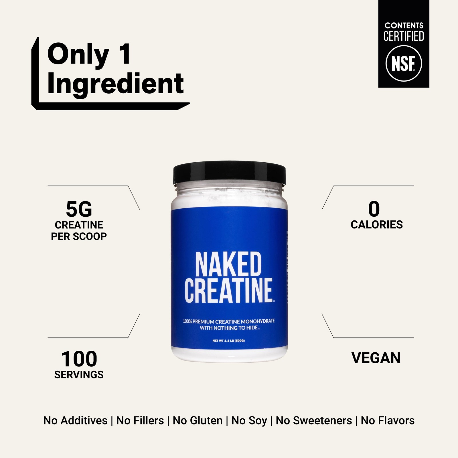 Micronized Unflavored Creatine Monohydrate Powder, 100 Servings