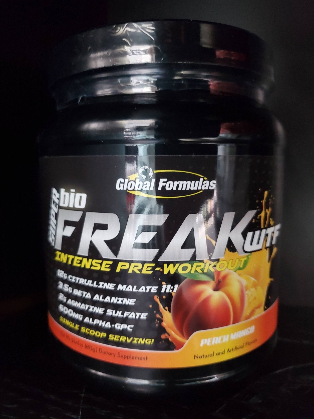 GLOBAL FORMULAS SUPER BIOFREAK WTF Intense Pre-Workout Energy Focus 25 Servings
