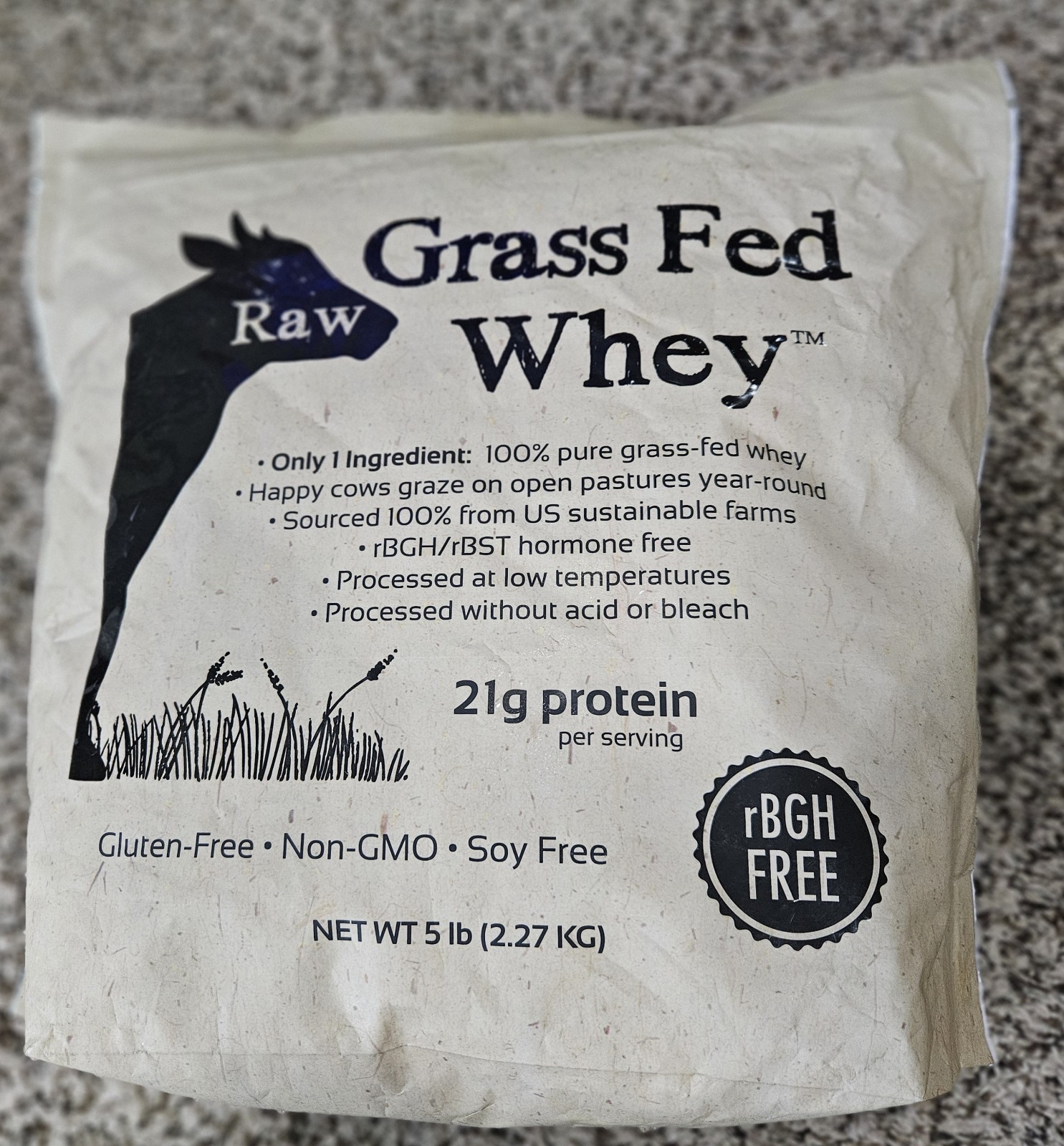Grass Fed Whey 21g Protein 5Lbs EXP 7/26