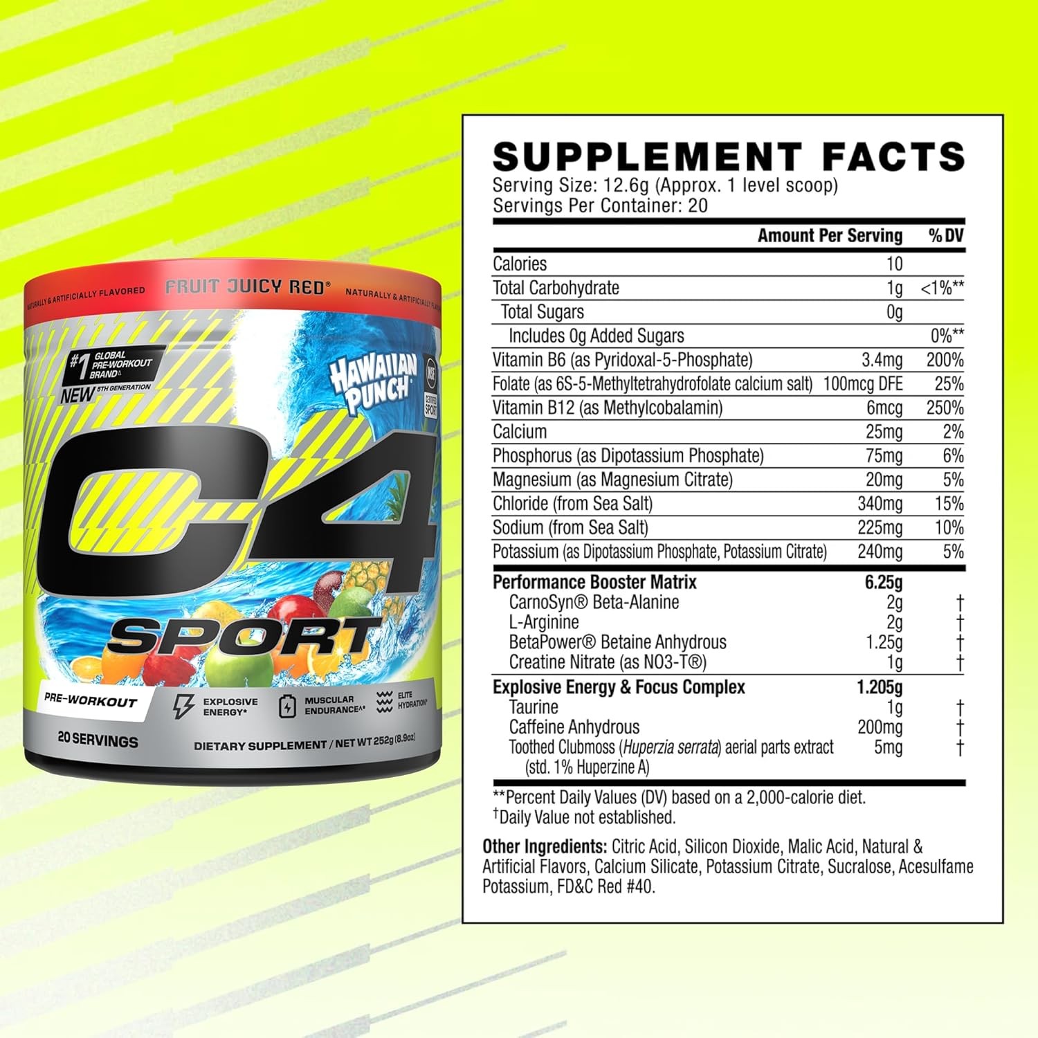C4 Sport Pre Workout Powder – NSF Certified for Sport – Elite Hydration – Electr