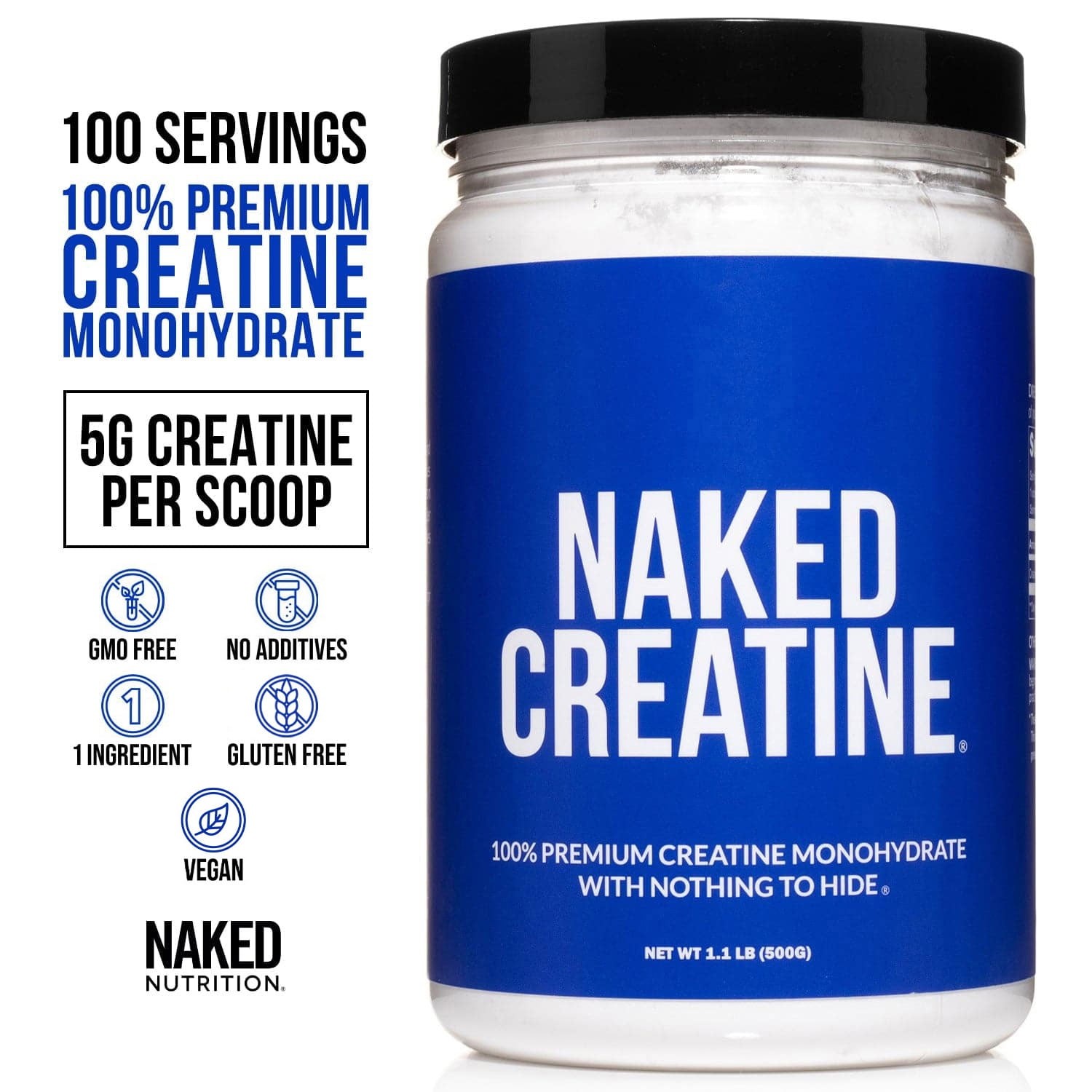 Unflavored Naked Creatine Monohydrate Powder – 100 Servings
