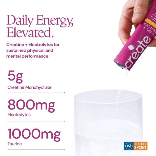 Create Wellness Creatine +Electrolytes Mix Monohydrate Stick Packs NSF Certified
