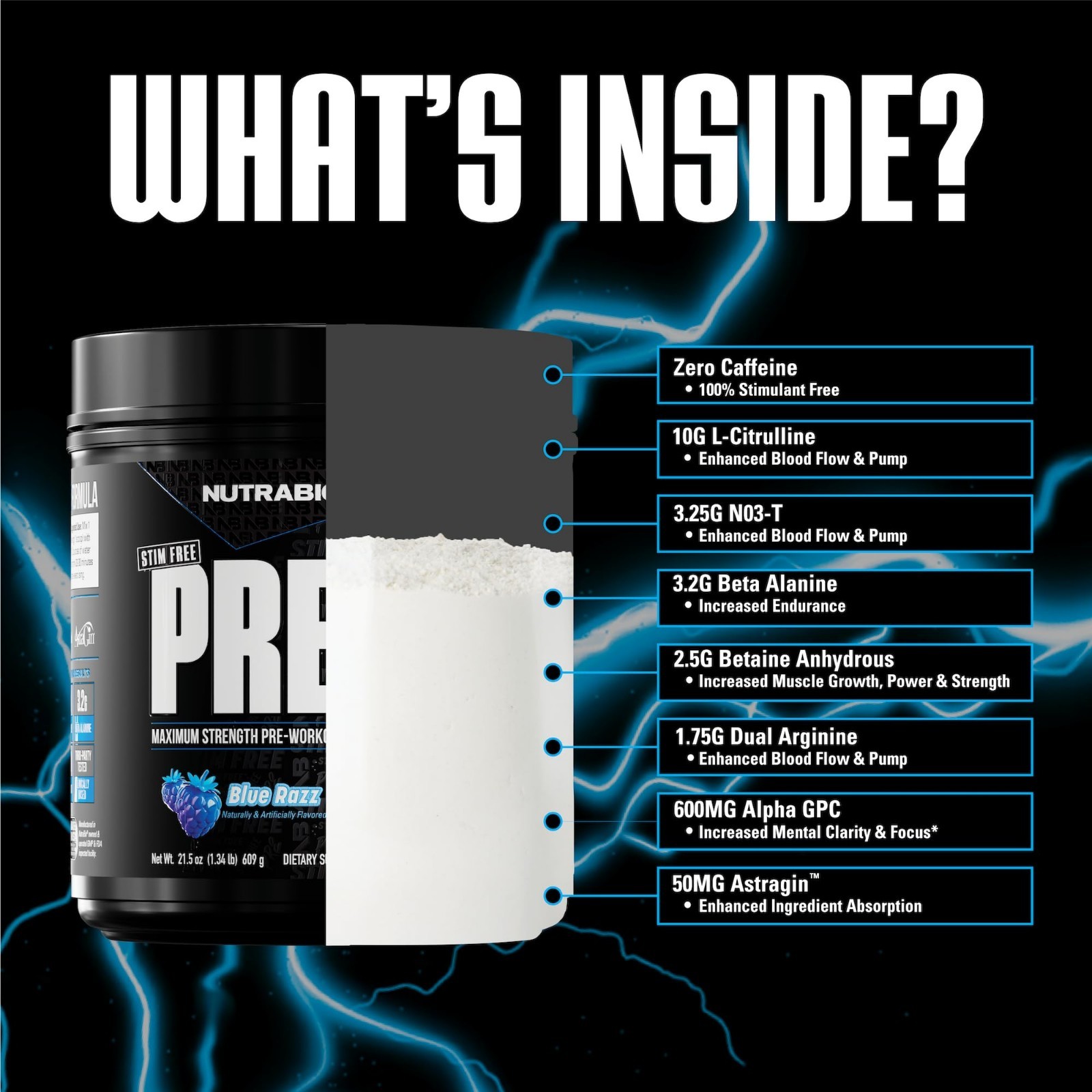 Stim-Free Pre Workout Powder – Non-Stimulant Energy, Focus & Pumps – 20 Servings