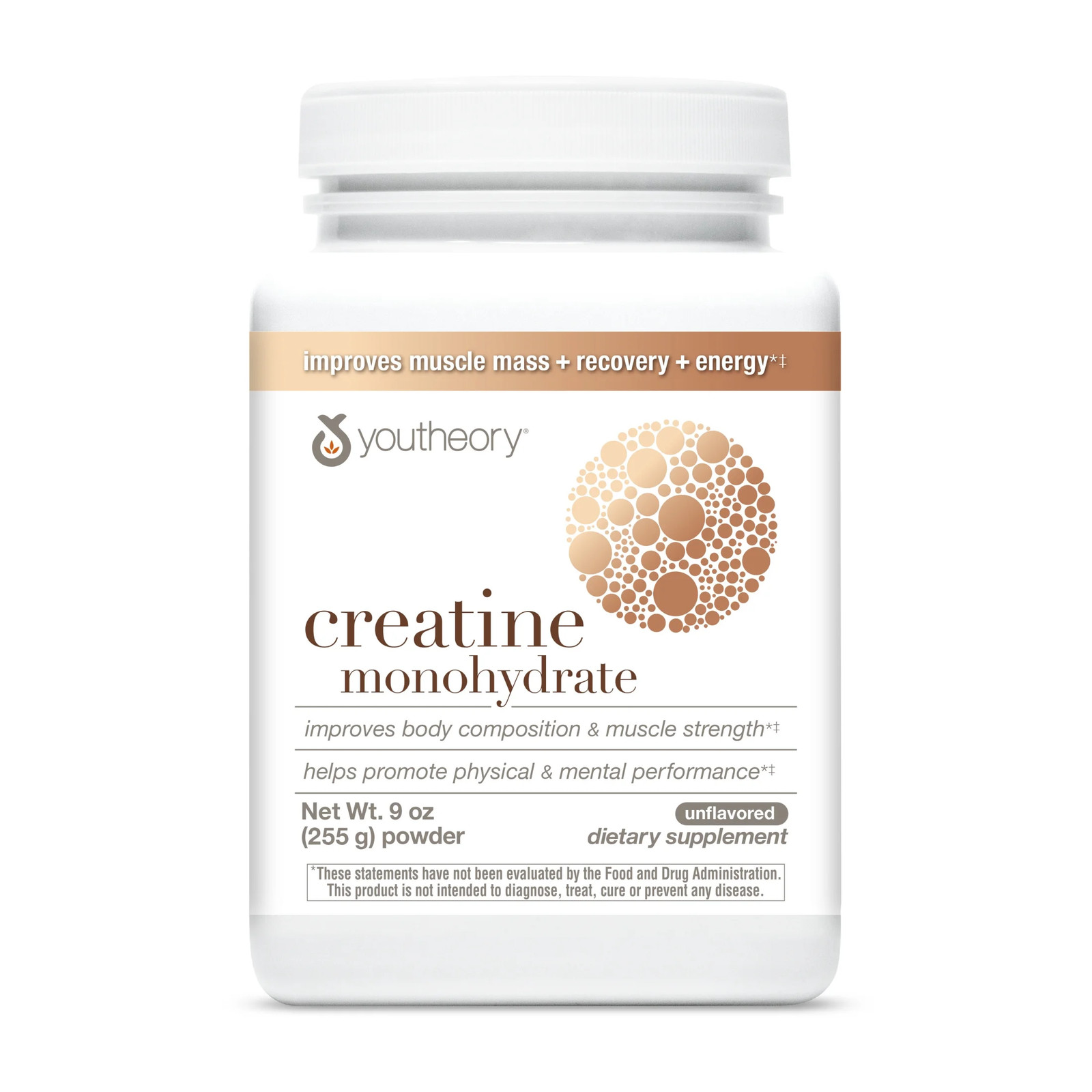 Creatine Monohydrate Powder, Unflavored, 9 Ounces, Easy to Dissolve, Dairy and S