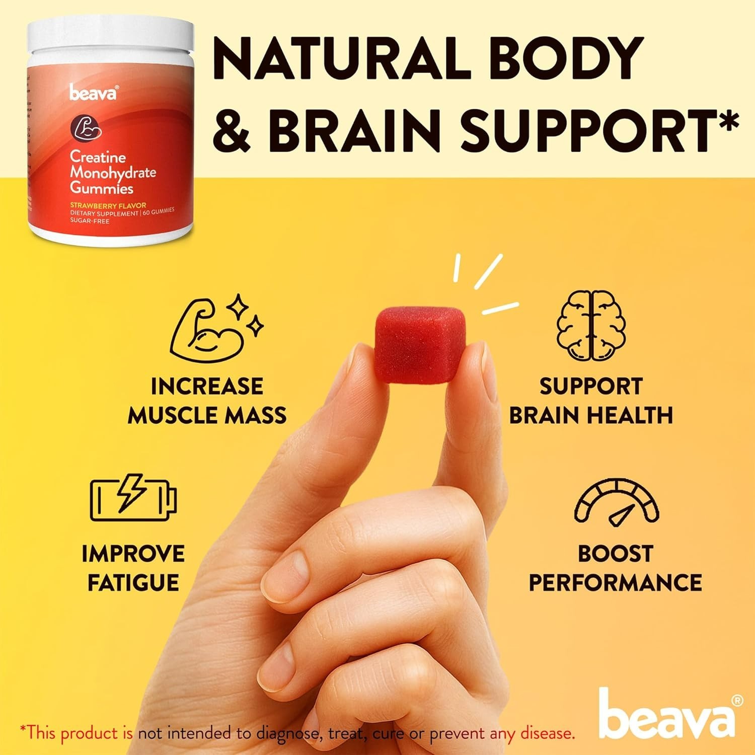 Beava Creatine Monohydrate Gummies – Vegan Creatine Chews | 30 Servings