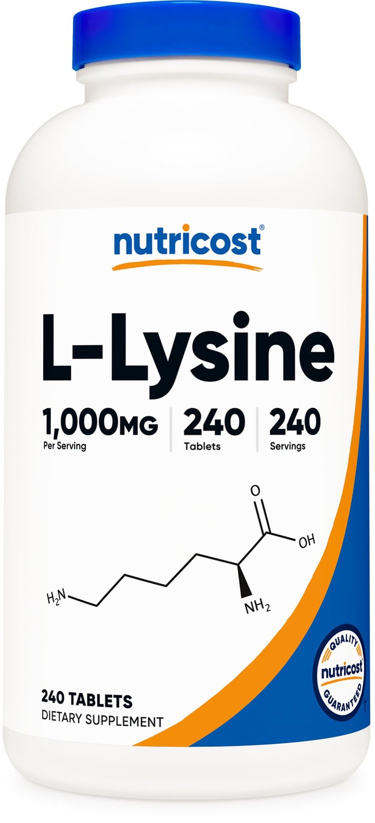 Nutricost L-Lysine 1000mg, 240 Tablets – Gluten 240 Count (Pack of 1), Red