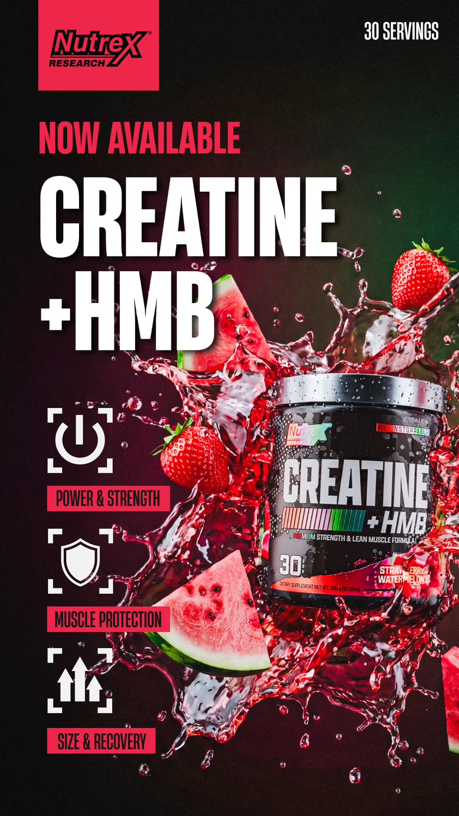 Creatine + HMB Fruit Punch 5G Creatine, 1.5G HMB Strength and Lean Muscle Formul