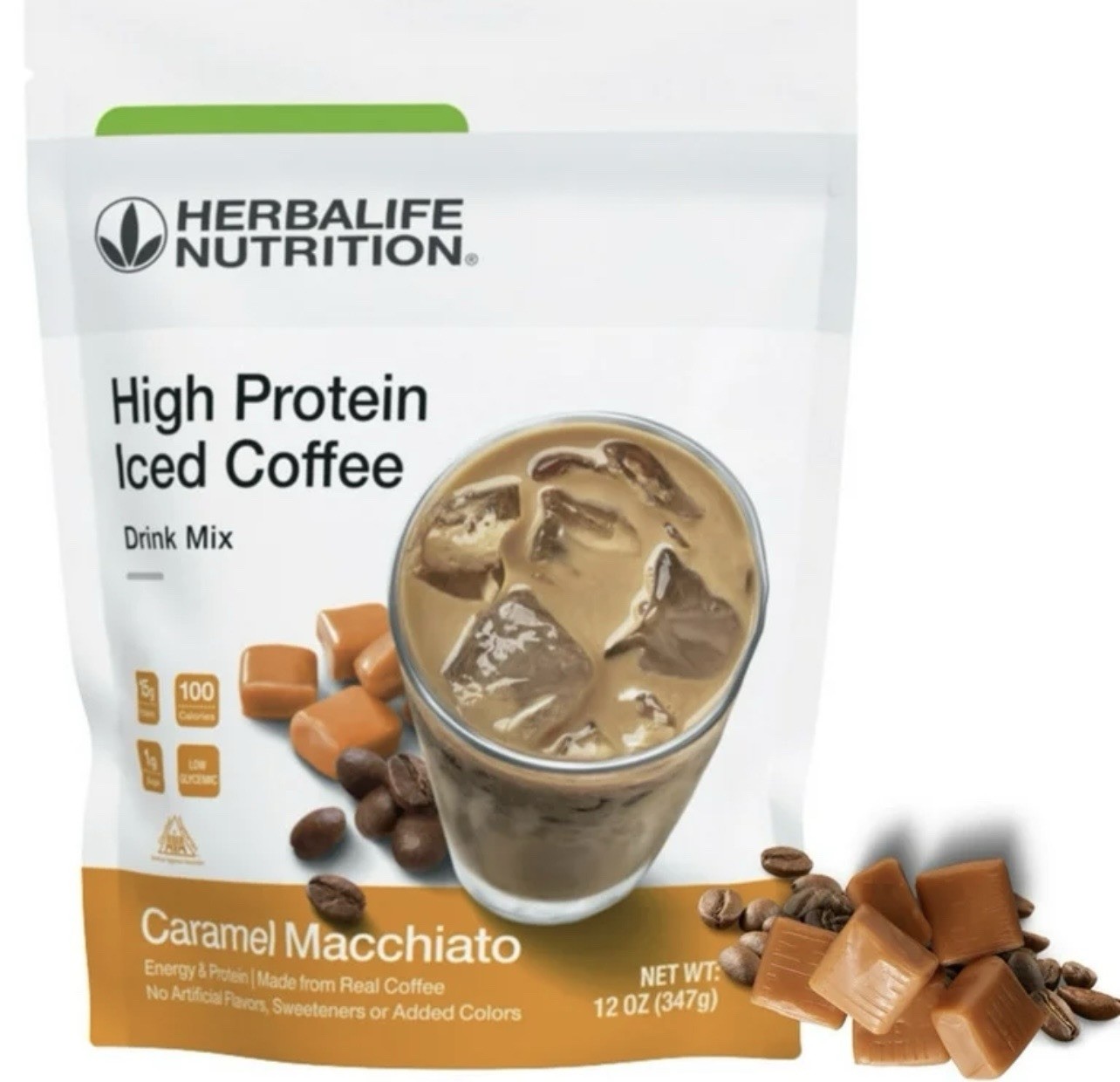 Herbalife Nutrition High Protein Caramel Macchiato Drink Mix 12 oz Low Fat