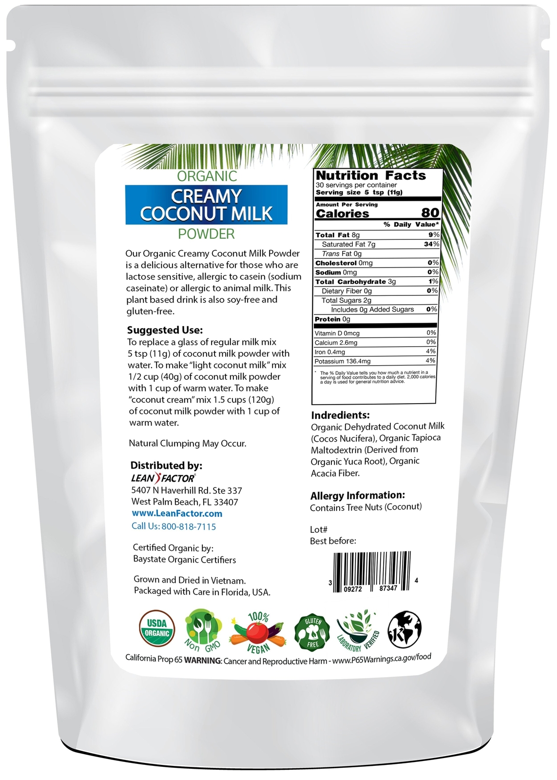 Creamy Coconut Milk Powder – Organic