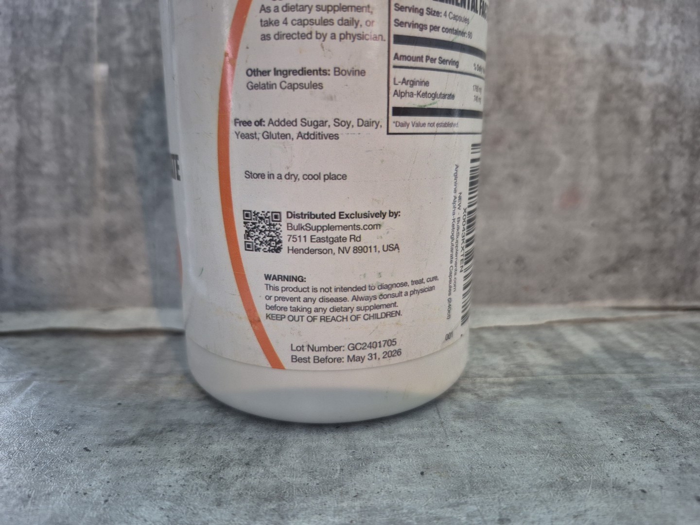 BulkSupplements Arginine Alpha-Ketoglutarate(AAKG) Capsules-2500mg per Serving