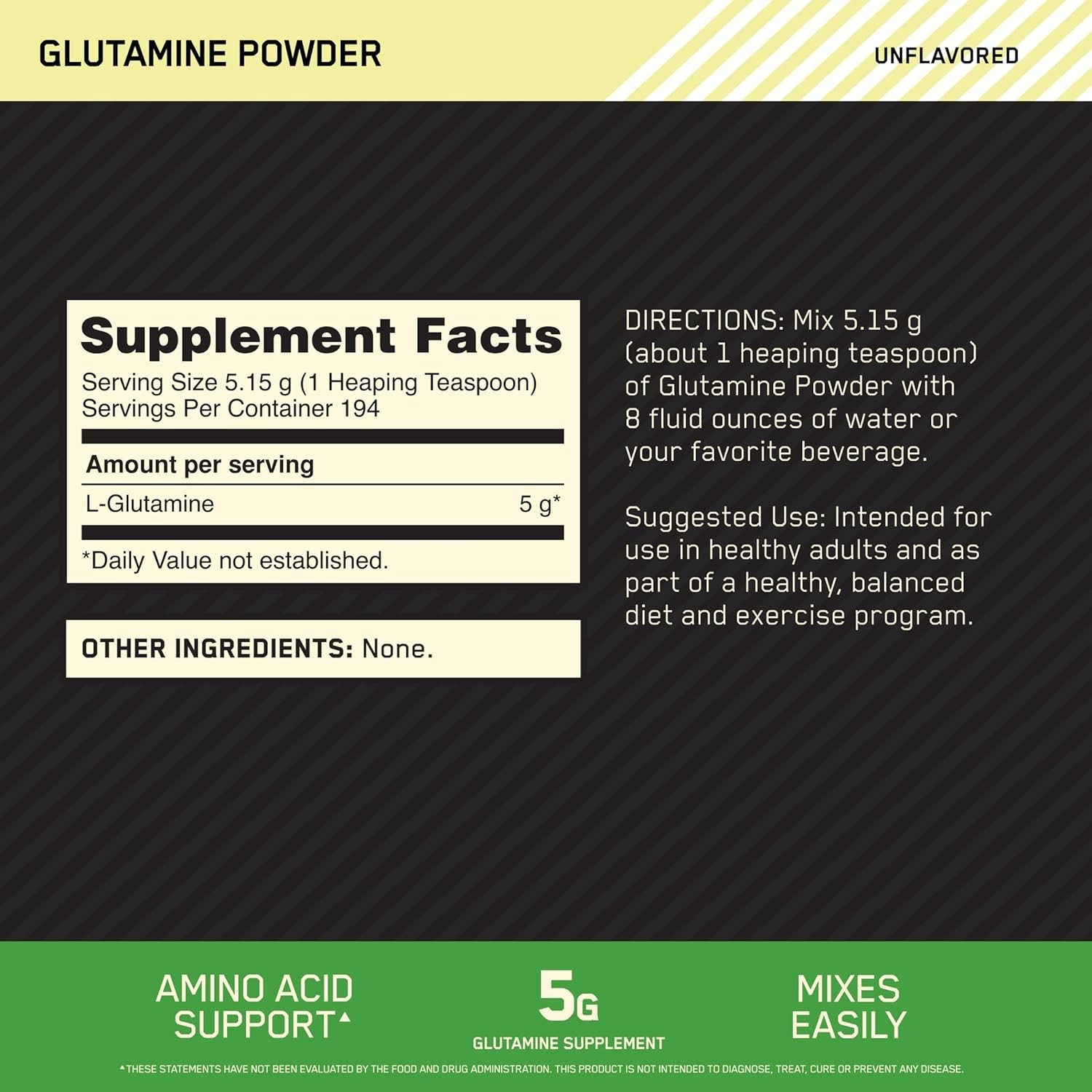 L-Glutamine Powder – Pure 1000g for Muscle Recovery, 194 Servings, GMP Certified