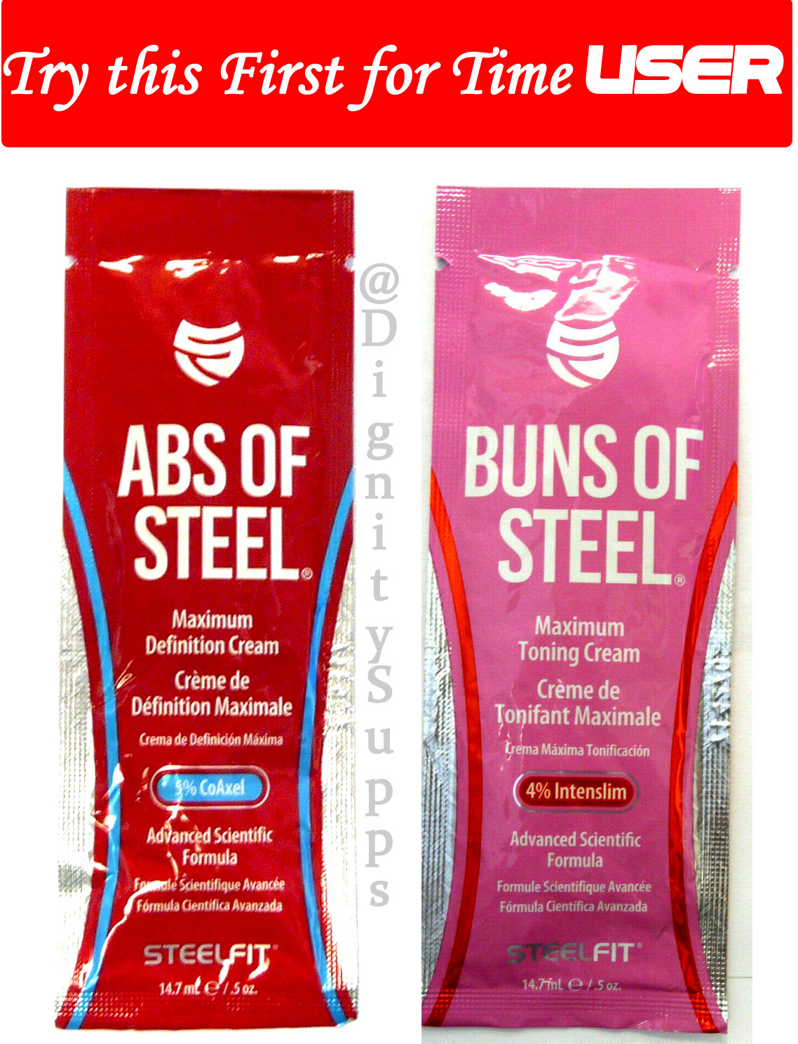 Steel Fit ABS of Steel , Buns of Steel 0.5 oz samples pack, Select the option