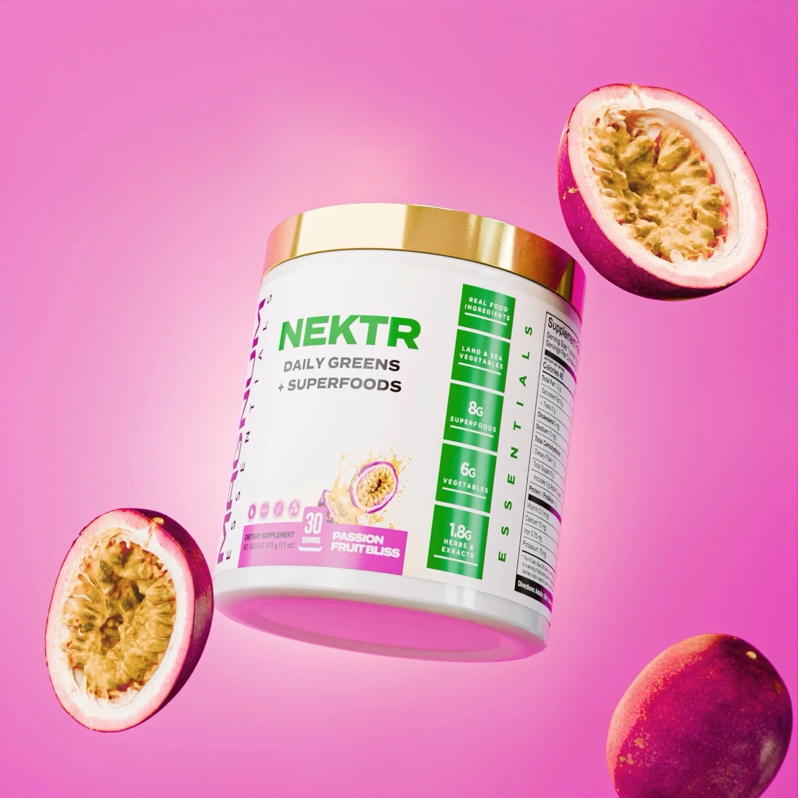 Magnum Nutraceuticals NEKTR Daily Greens + Superfoods Passion Fruit Bliss, 315 g