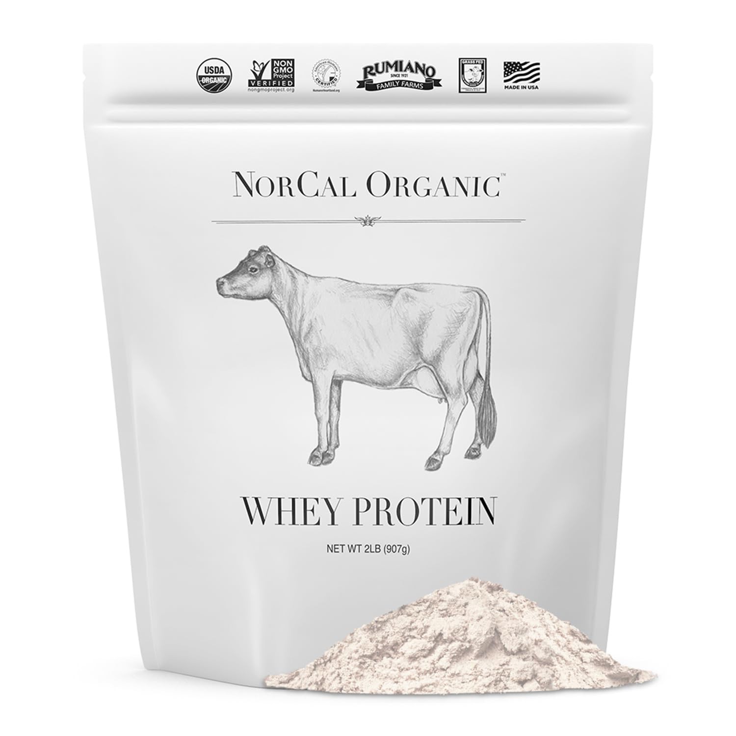 Grass-Fed Whey Protein, USDA Certified, Unflavored, 2 lb