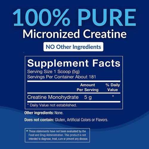 BodyTech Creatine Monohydrate Powder, Unflavored Micronized Creatine 181 Serving