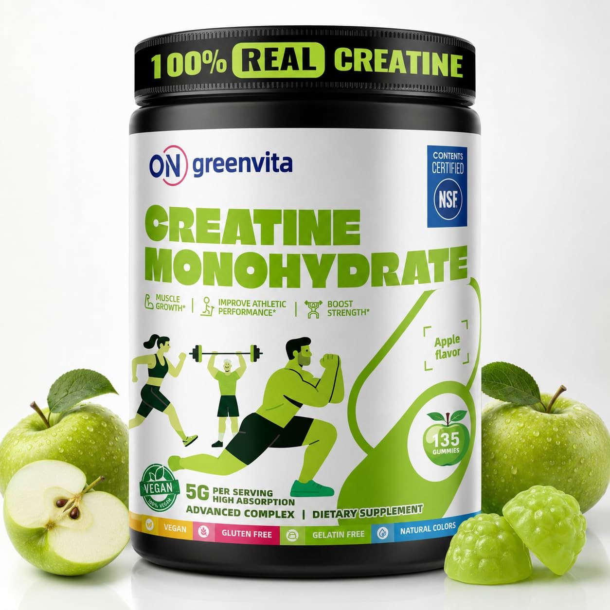 Creatine Monohydrate Gummies, NSF Certified Creatine Gummy, 5g Dose for Men a…