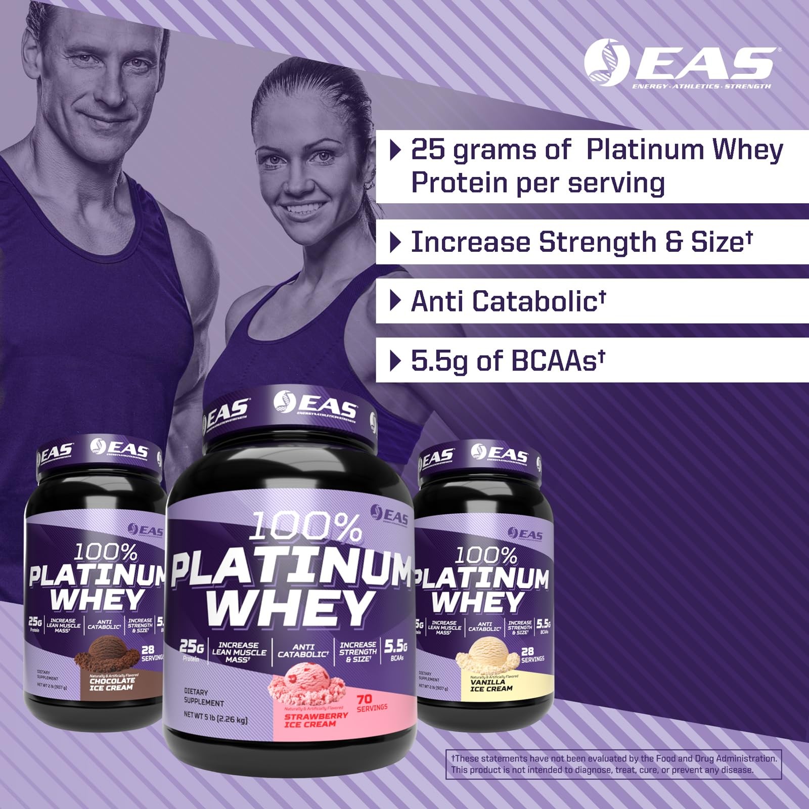 EAS 100% Platinum Whey Protein | 3 Ultra-Platinum Whey Proteins | Increase Size