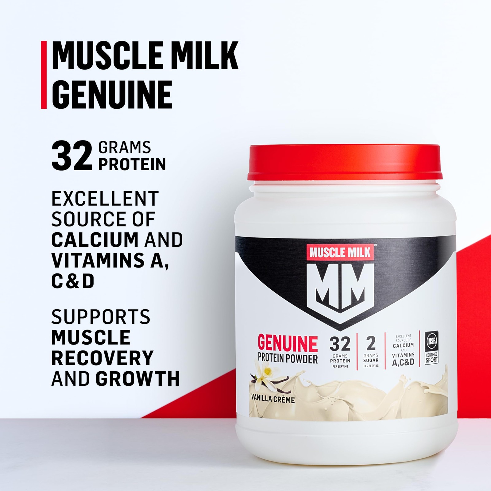 Muscle Milk Genuine Protein Powder, Cookies ‘N Crème, 1.93 Pounds, 13 Servings,