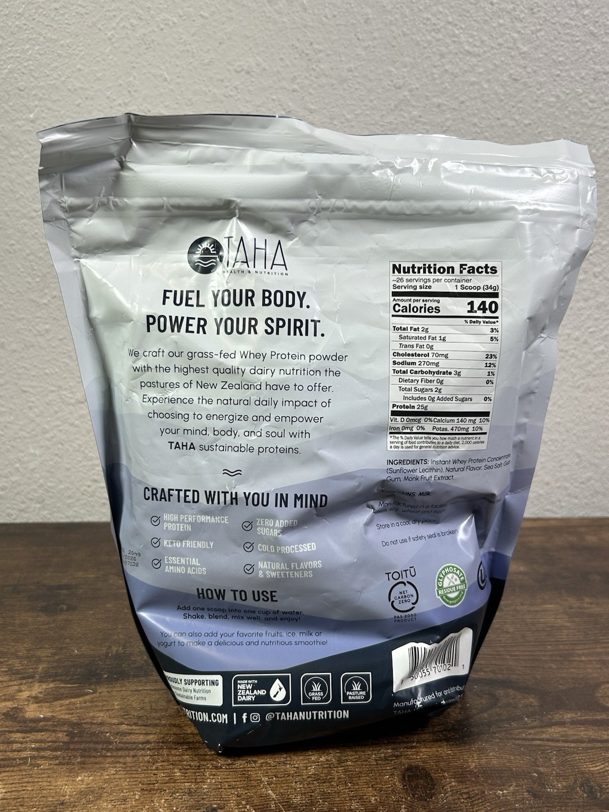 Taha Health Nutrition Vanilla Flavored Whey Protein Concentrate Powder, 25g