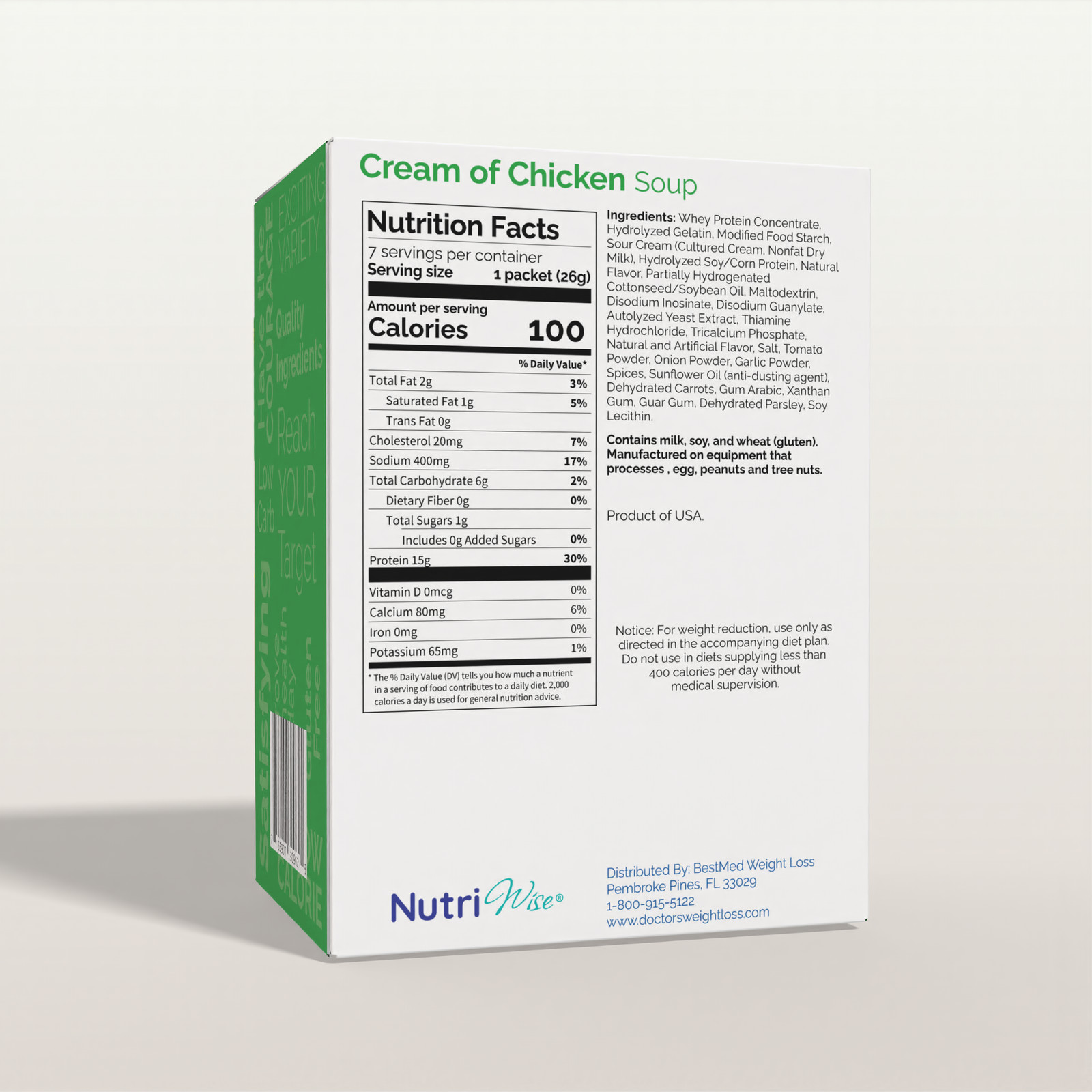 NutriWise Cream of Chicken Soup, High Protein, Keto Diet Friendly, Low Carb 7ct