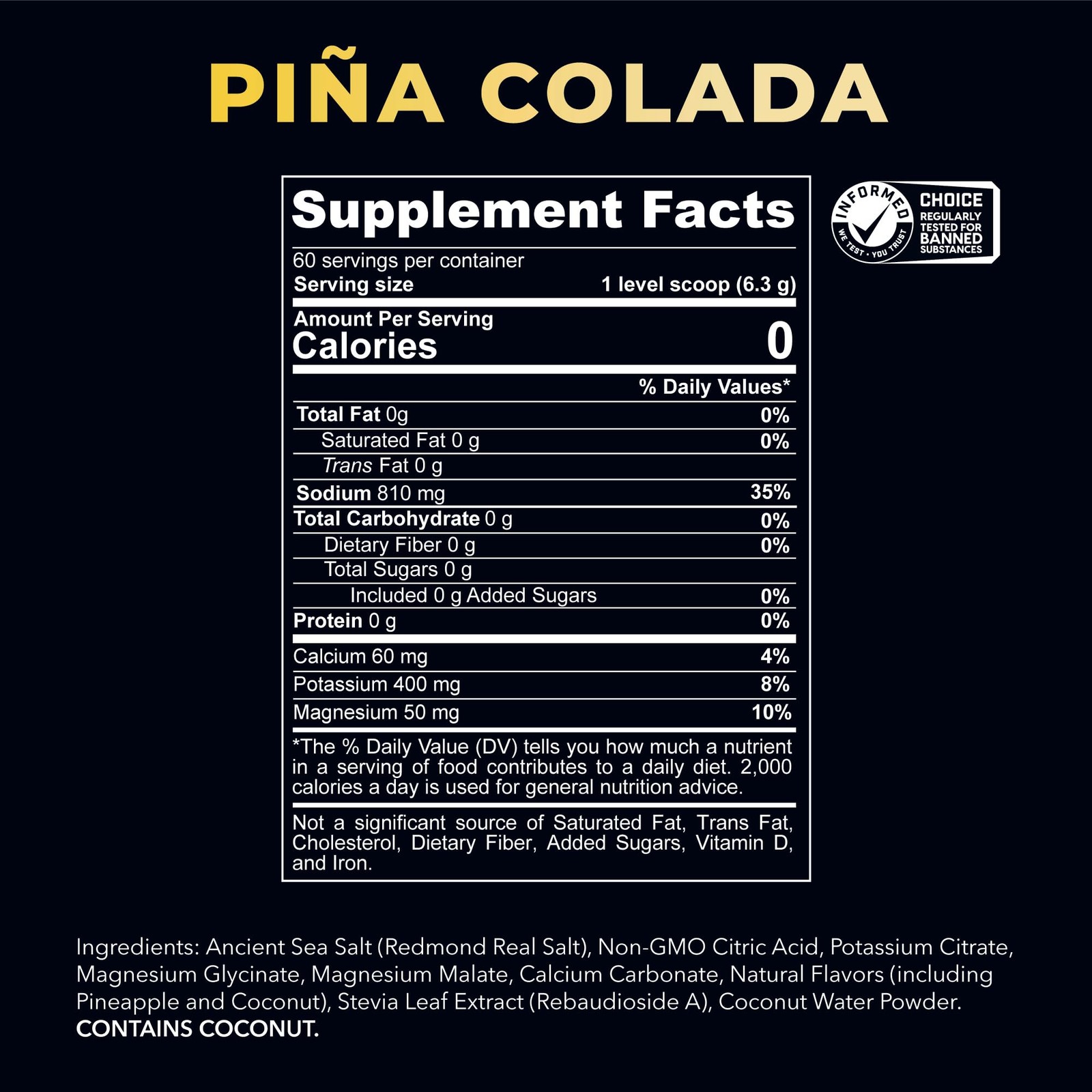Redmond Re-Lyte Hydration Electrolyte Powder Mix Pina Colada 10634