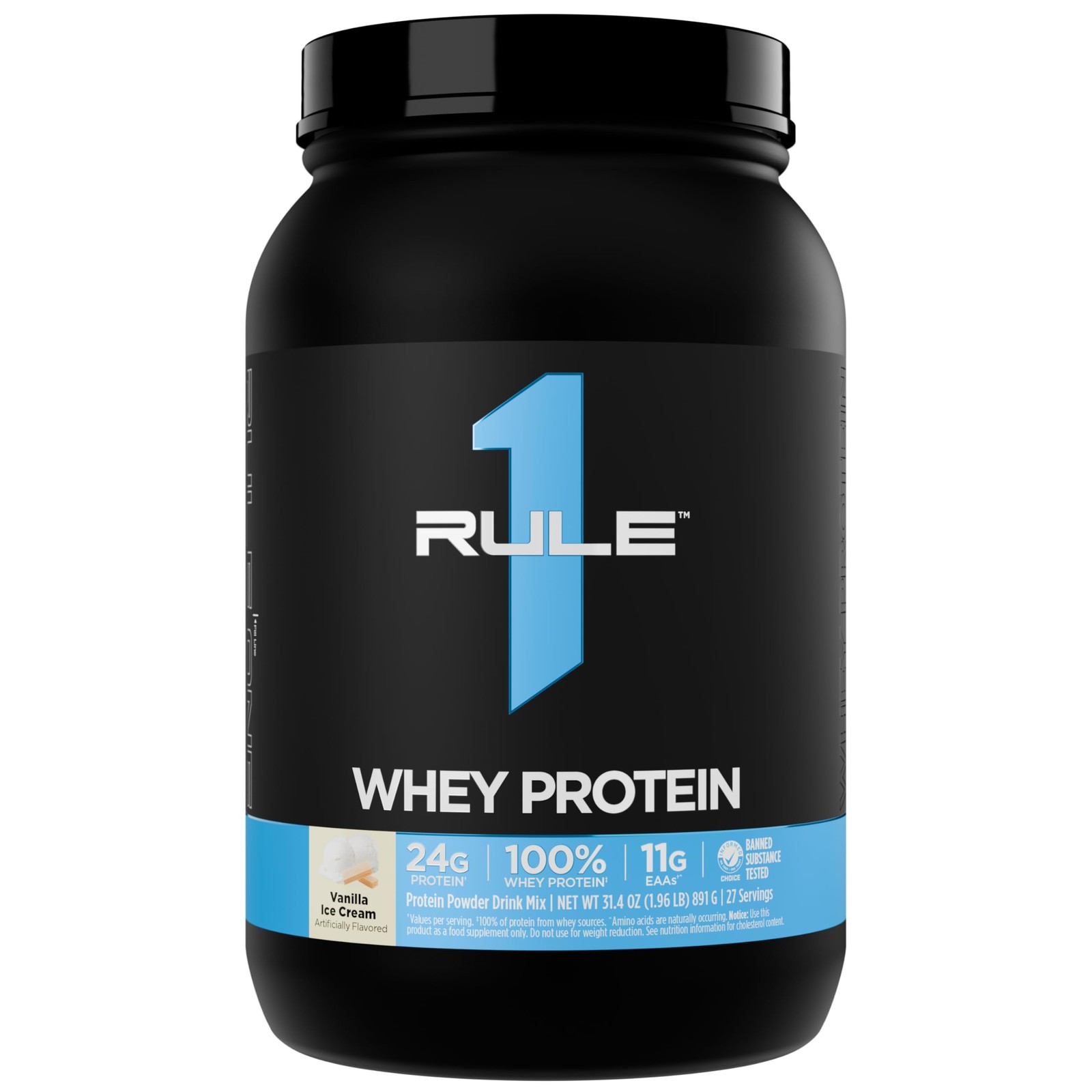 Rule 1 R1 Whey Blend, Vanilla Ice Cream – 1.96 lbs Powder – 24g Whey Concentrate