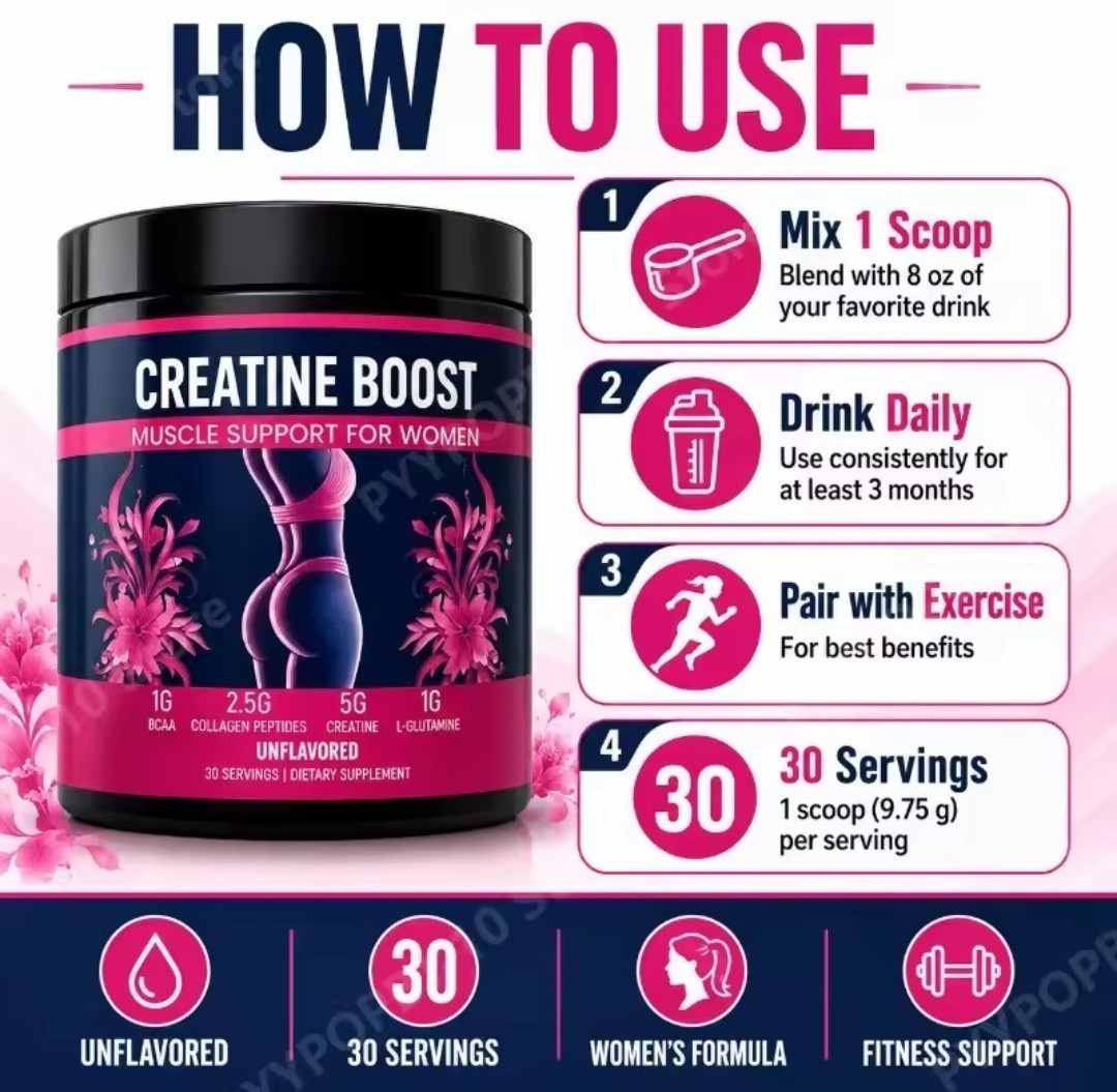 Creatine Powder for Women Unflavored 30 Servings w/ Collagen, BCAA, L-Glutamine