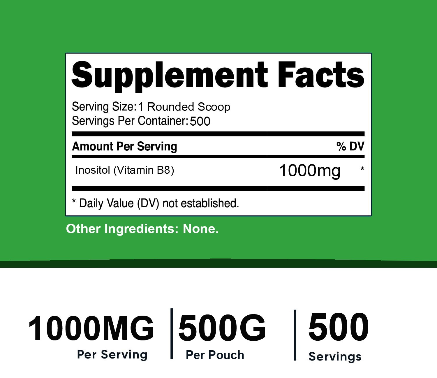 1.1lb (500g) PURE INOSITOL POWDER PHARMACEUTICAL GRADE MOOD STRESS ANXIETY VEGAN