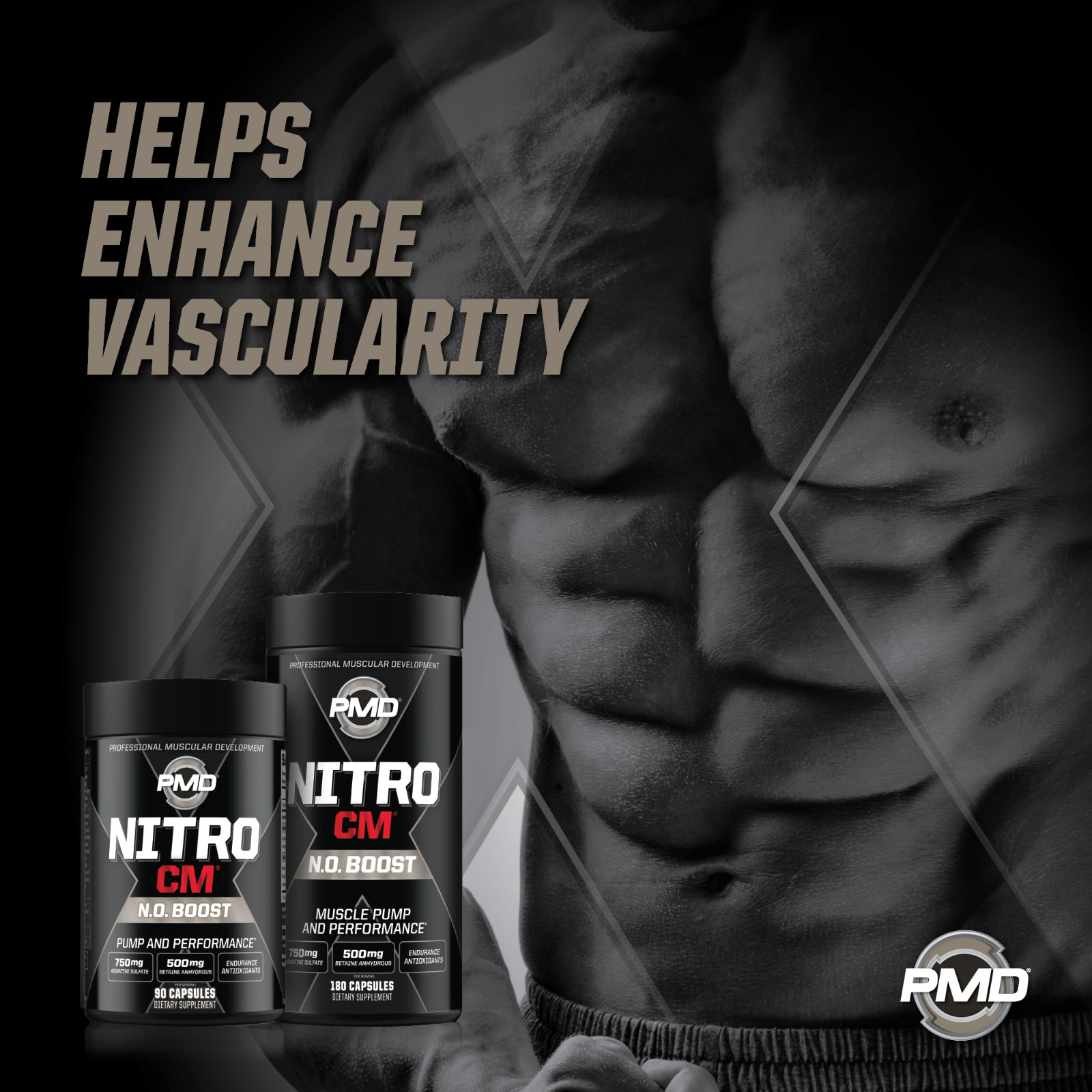 NITRO CM – Nitric Oxide Formula for Muscle Pumps & Performance – (180 Capsules)