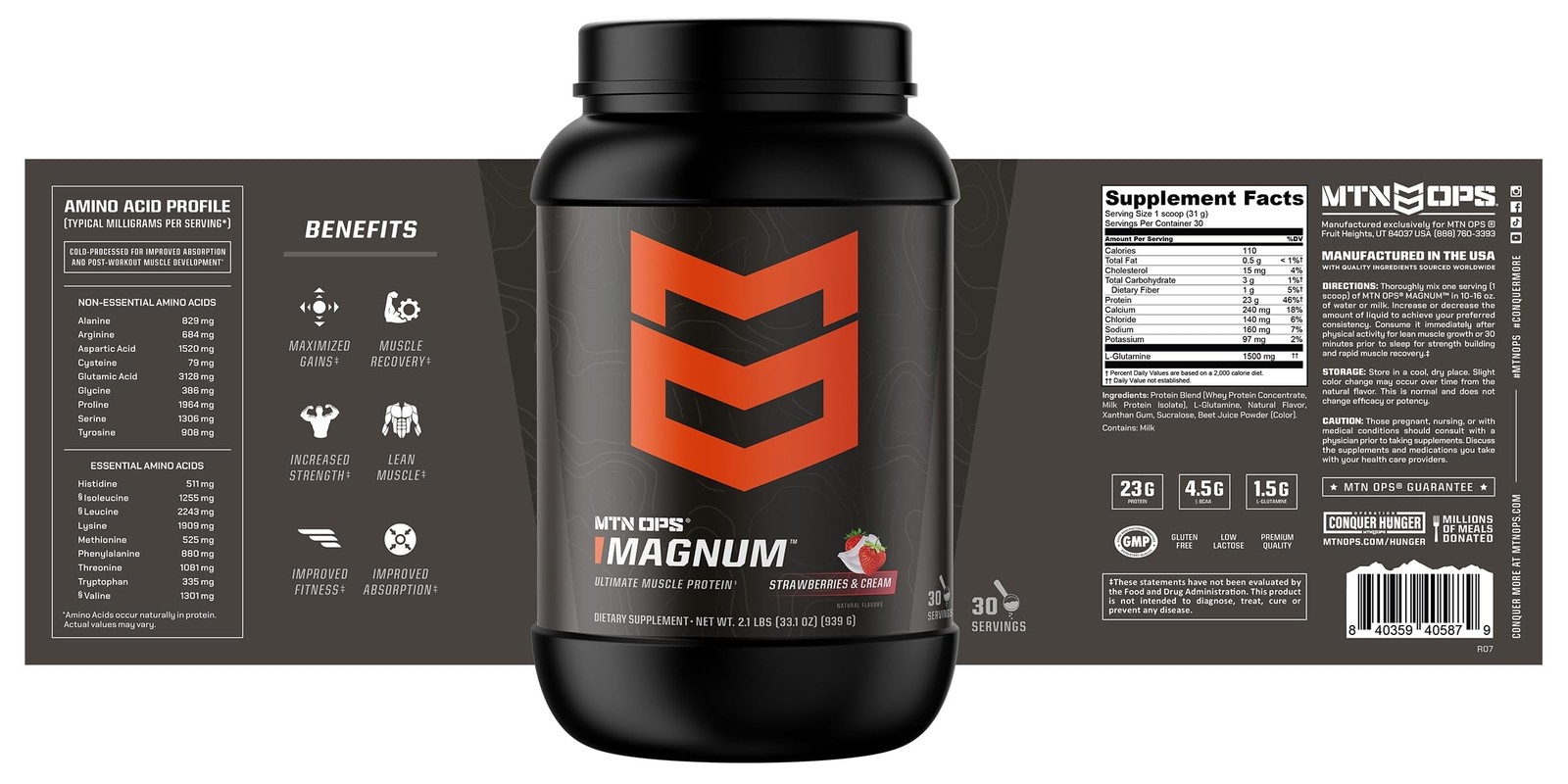 MTN OPS Magnum Strawberries Cream Protein Powder, 23g of Whey Isolate Protei…