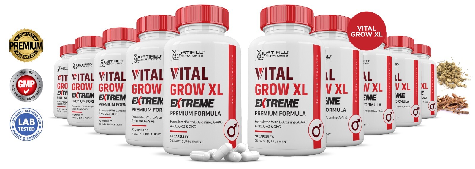 Vital Grow XL Extreme 1600MG For Men Premium Formula Supplement Pills 10 Pack